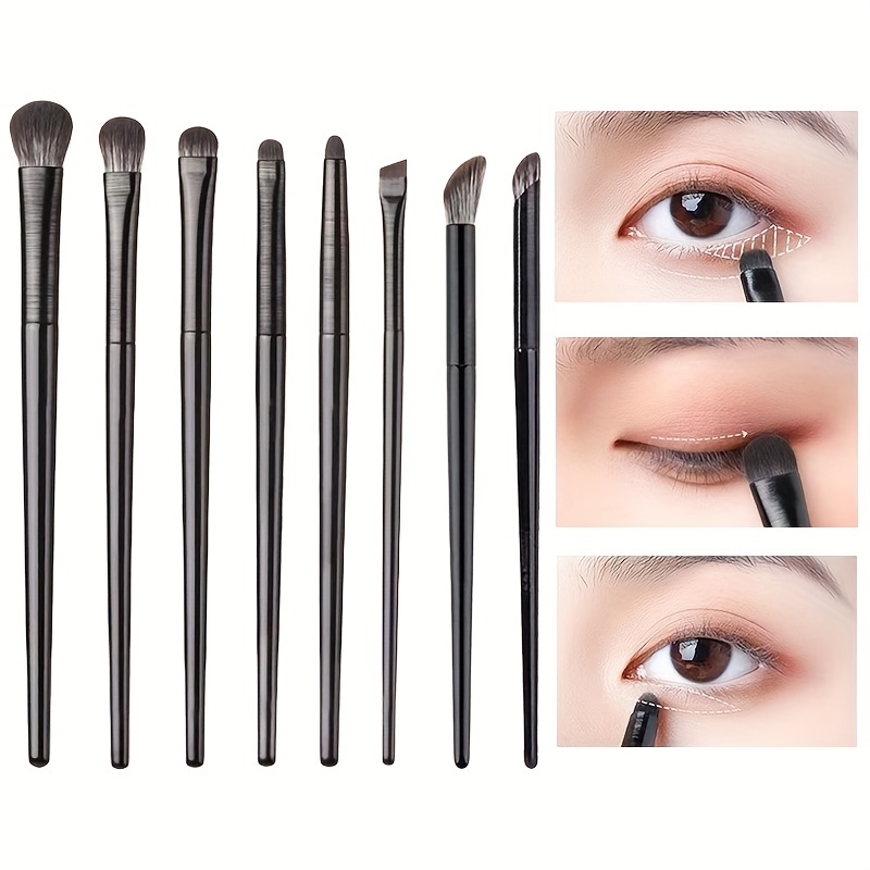 Lamora Make Up Eye Brush Set - Eyeshadow Eyeliner Blending Crease Kit - Best Choice 7 Piece Essentials - Pencil, Shader, Tapered, Definer - Vegan