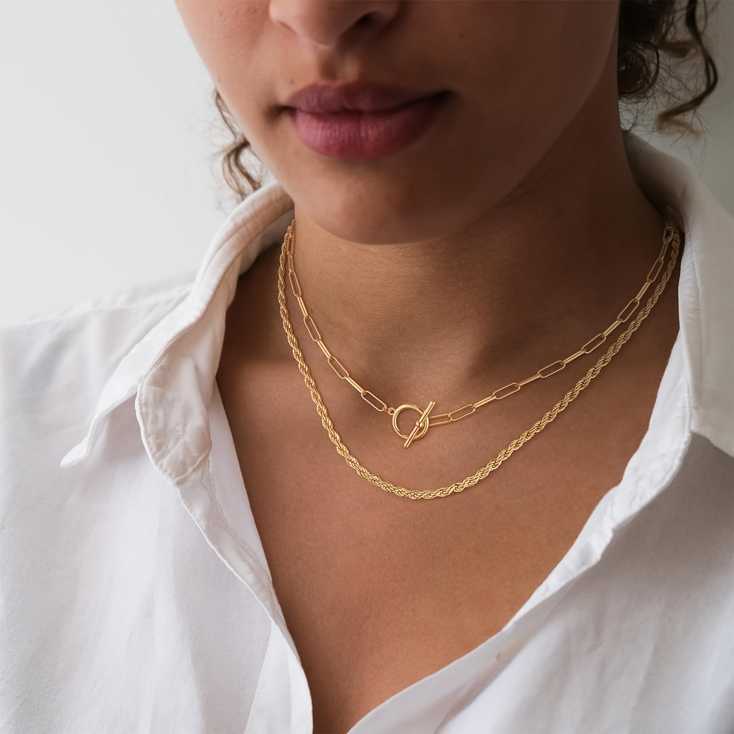 Women's Golden Layered Necklace Exquisite Cuban Link - Temu