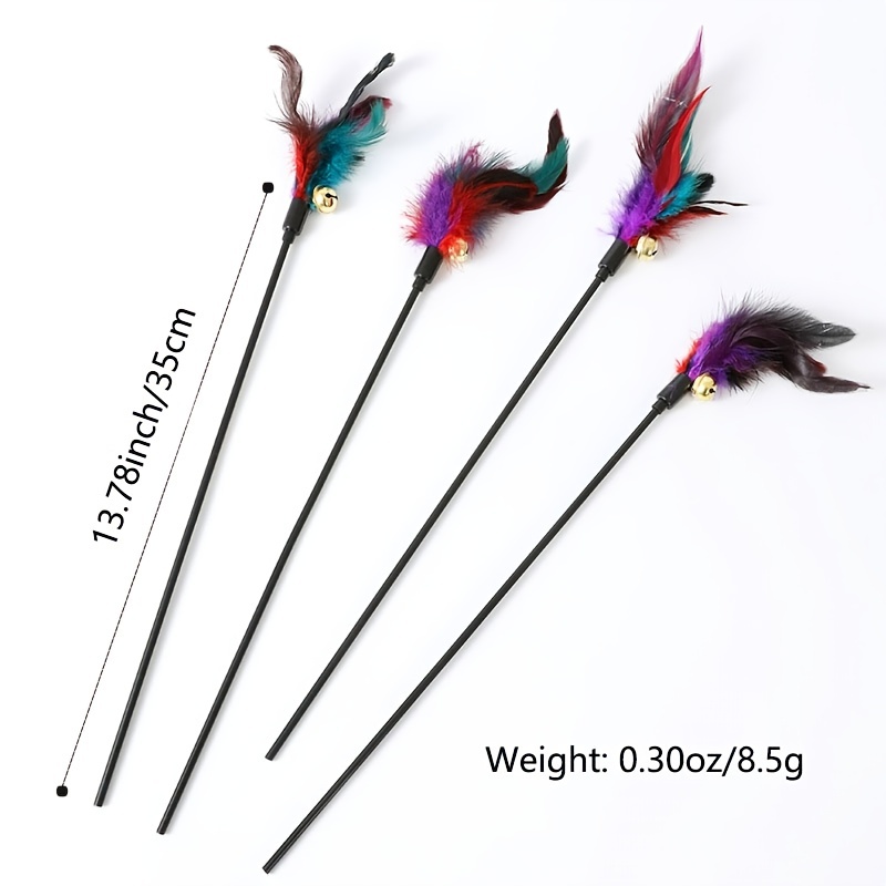 Feather Cat Wand with Bell Long Pole Upgraded Strong Suction Cup  Interactive Toys Artificial Bird Cat Stick Toy Pet Supplies - AliExpress