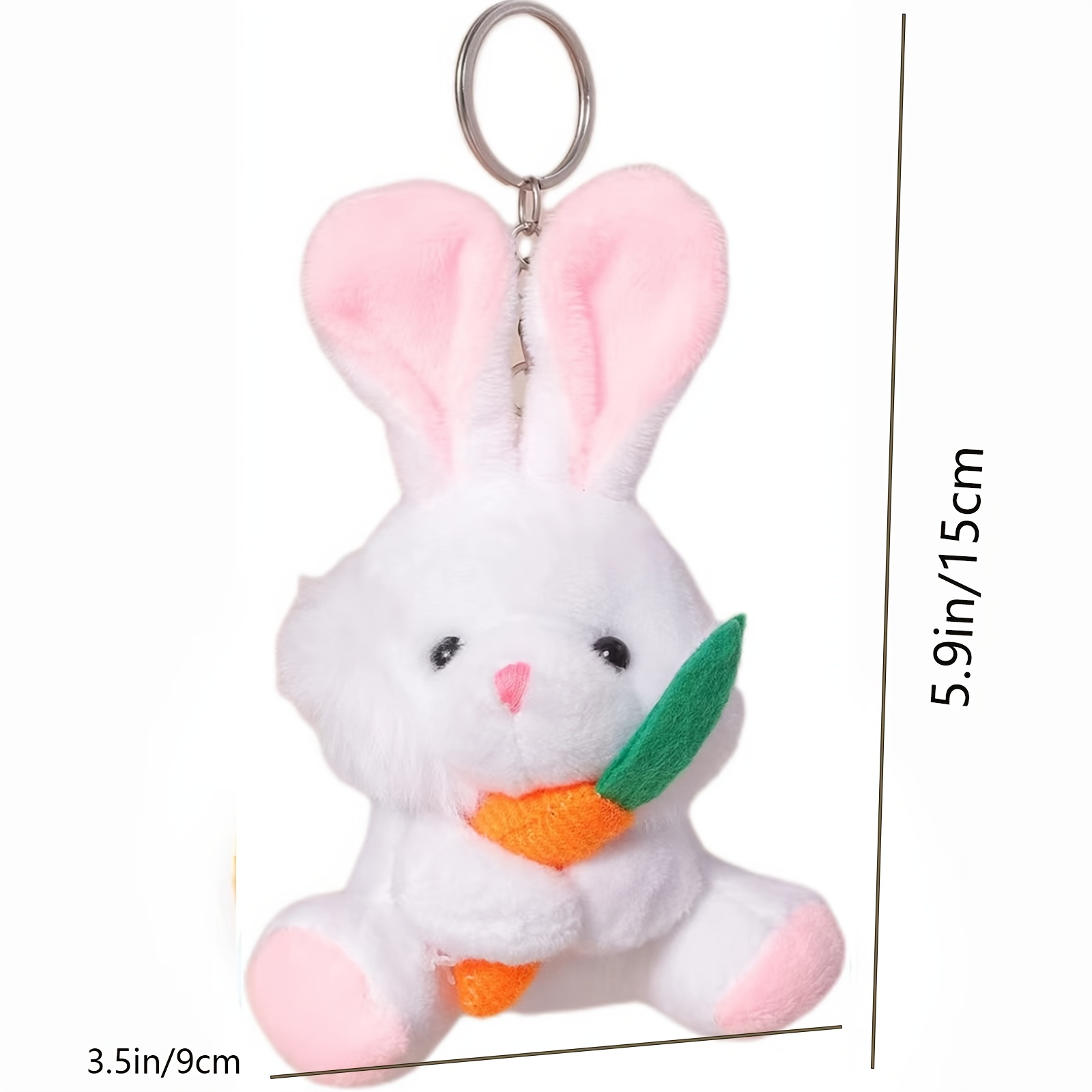 1pc Plush Carrot Bunny Keychain Toy/bag Pendant/cute Rabbit Doll Key Ring,  Multicolor