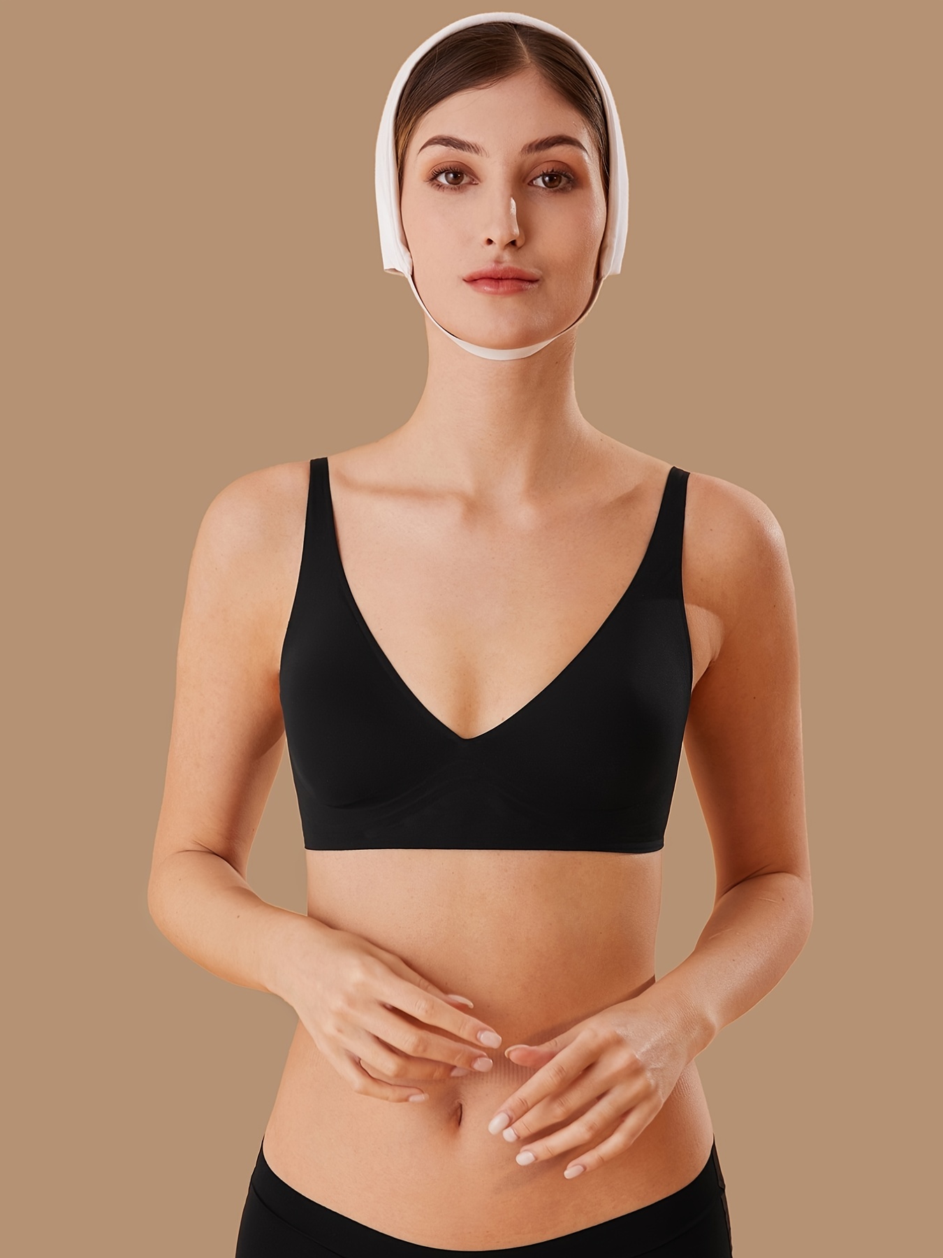 Simple Solid Wireless Bra Comfy Breathable Stretch Everyday - Temu Canada