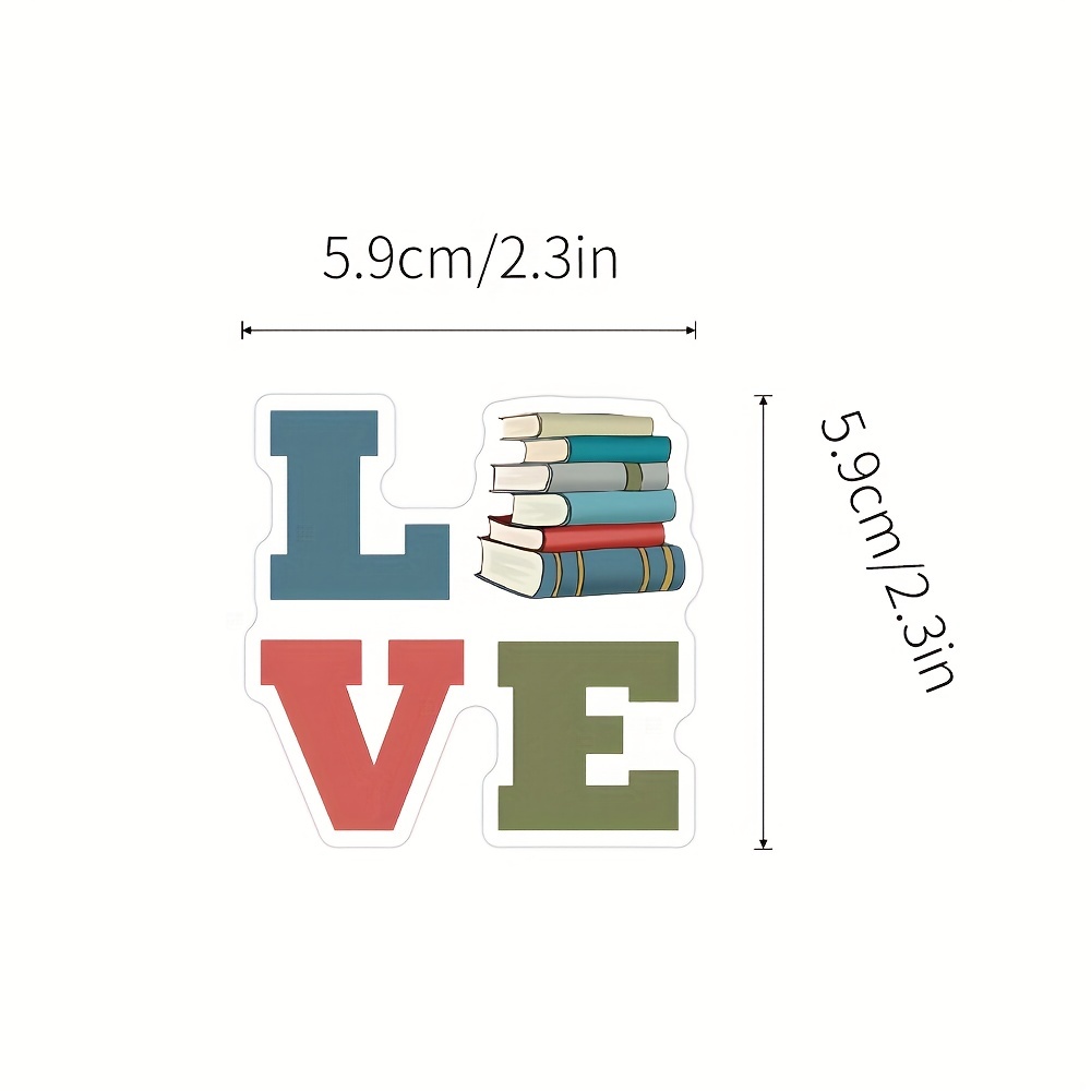 Love Reading Stickers Books Stickers for Teens Teacher Students Bookish  Adult, 50 Pieces Waterproof Vinyl Stickers Pack Motivational Reward Study