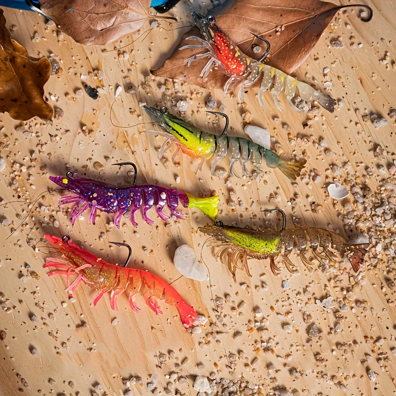 7pcs/lot Luminous Shrimp Soft Lure - Glow in the Dark Fishing Lure with  Hooks & Swivels - 8cm/3.15inch - 5g