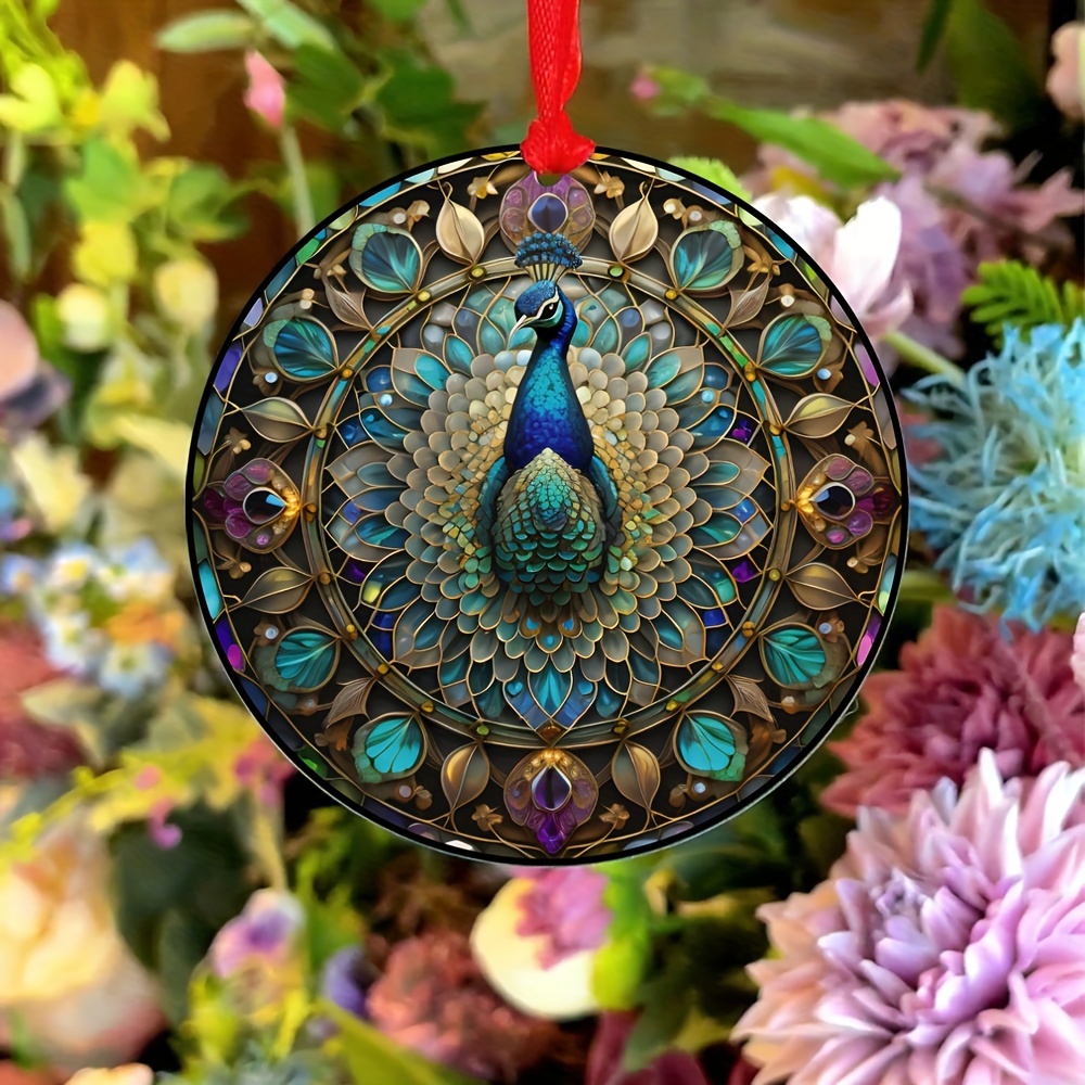 Round Peacock Pattern Decorative Ornaments Hanging Pendant - Temu