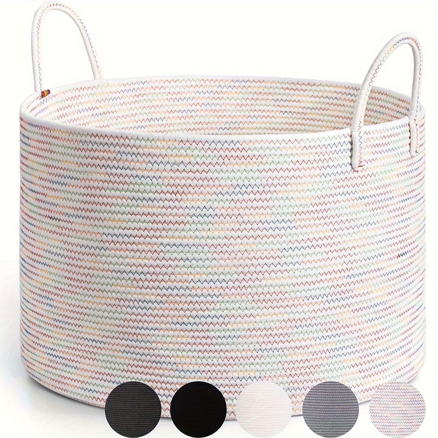 Rope Woven Storage Basket With Handles And White Fabric - Temu