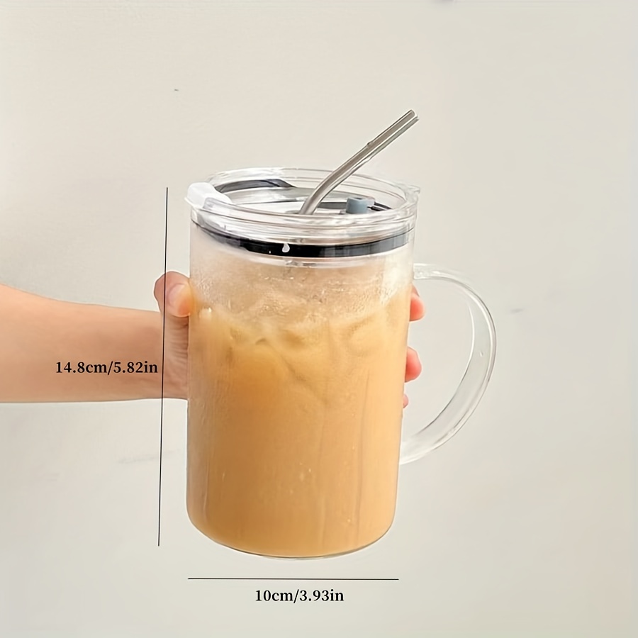 Large Glass With Lid And Straw, Heavy Duty Glass Water Cup, Iced Coffee Cups,  Drinking Cups, Summer Winter Drinkware - Temu