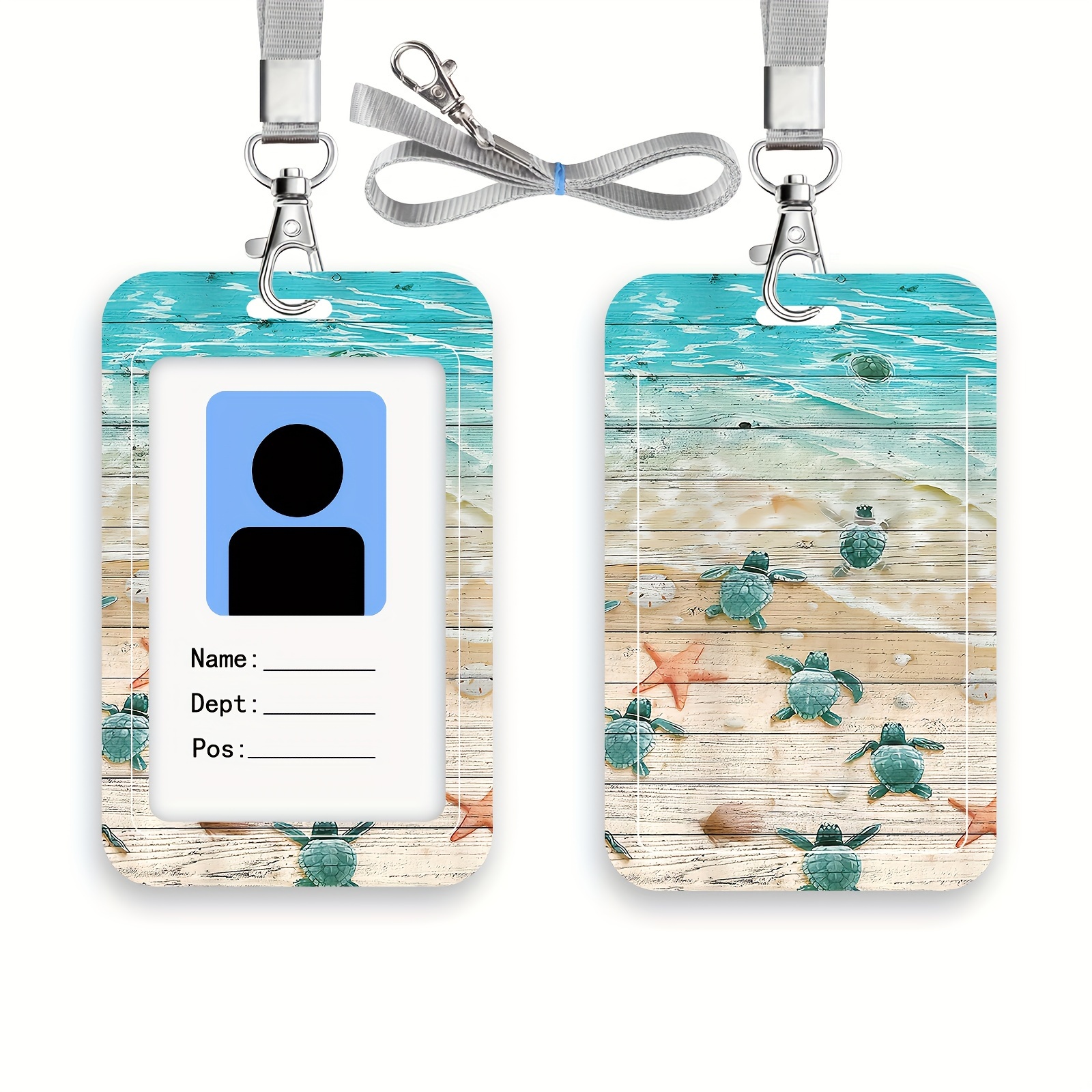 Sea Turtle Lanyards for ID Badges, Badge Reel Retractable Badge Holder with  Lanyard for Teacher, Women, Kids