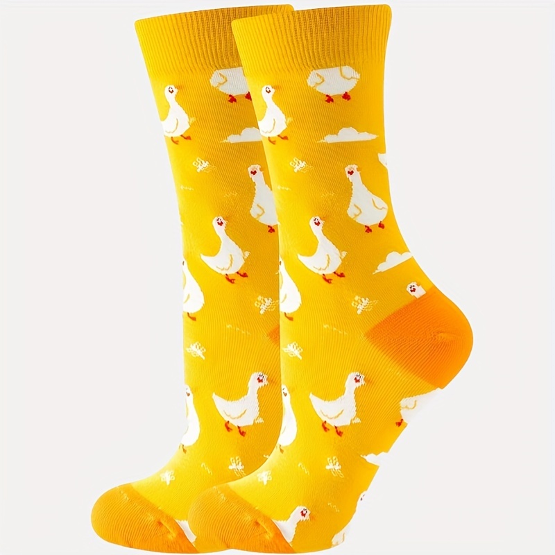 1 Par Calcetines Divertidos Estampado Pato Hombre Calcetines - Temu
