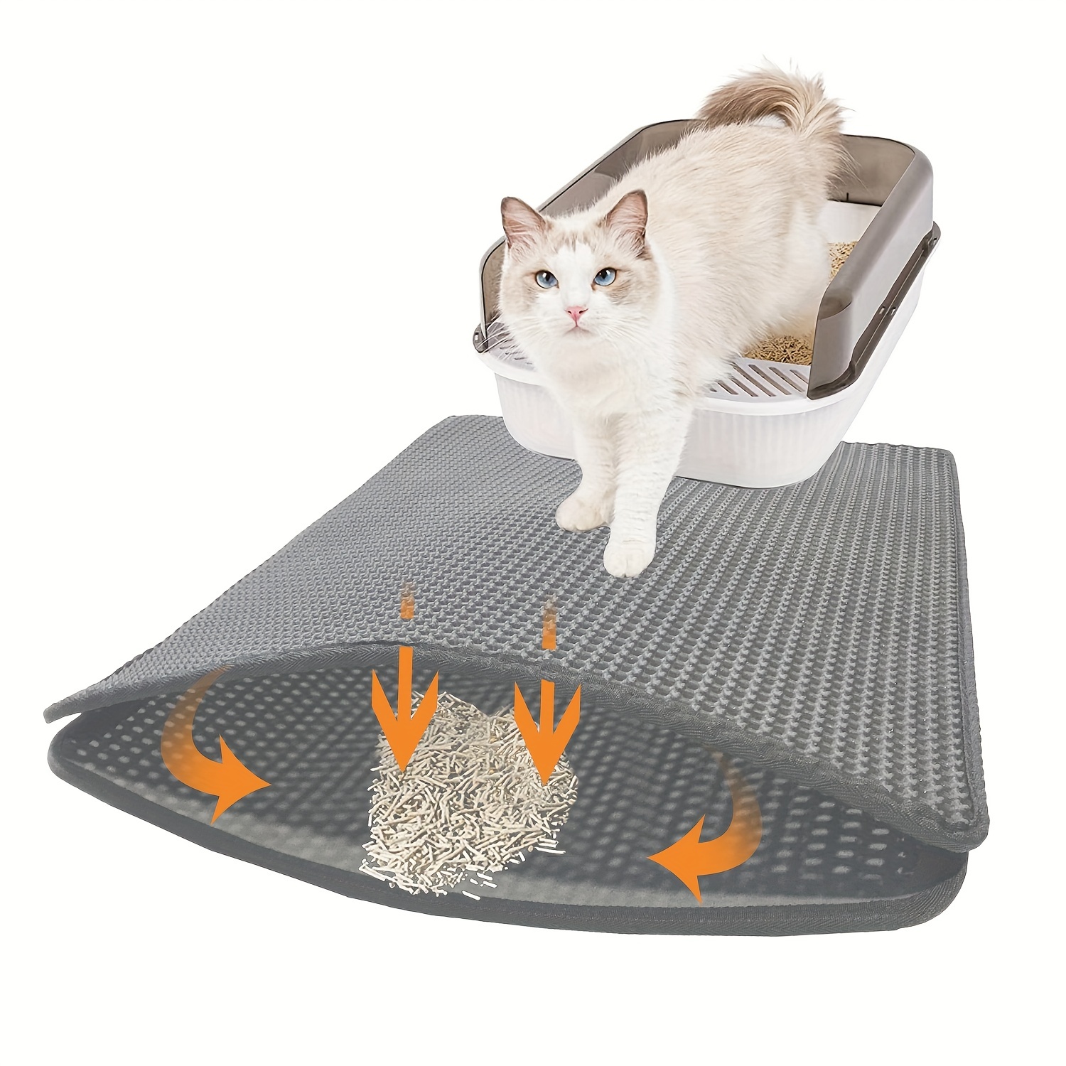 Pet Cat Litter Mat Impermeable Doble Capa Trampa Arena Gatos - Temu Spain