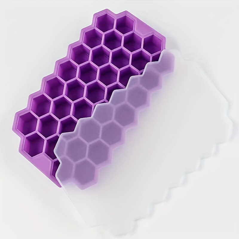 Ice Mold Maker Silicone Ice Tray with Cover Honeycomb Ice Tray Homemade  Model 37 Grid Honeycomb Ice Cube Ice Cream Box