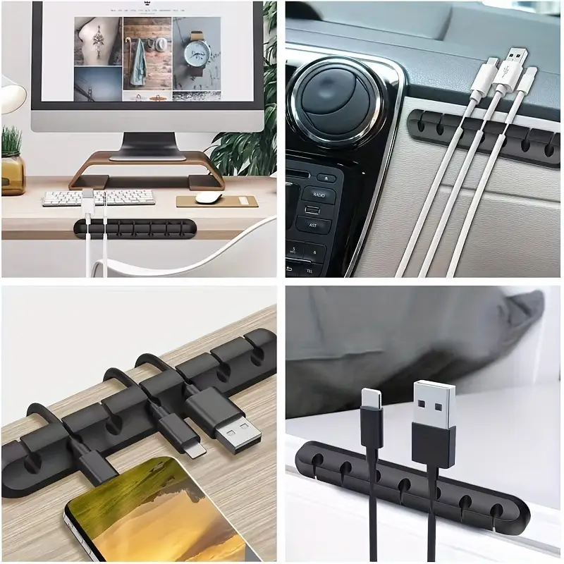 silicone self power cord mouse cable earphone winding device mobile phone charging cable desktop management clip silicone desktop cable manager details 2