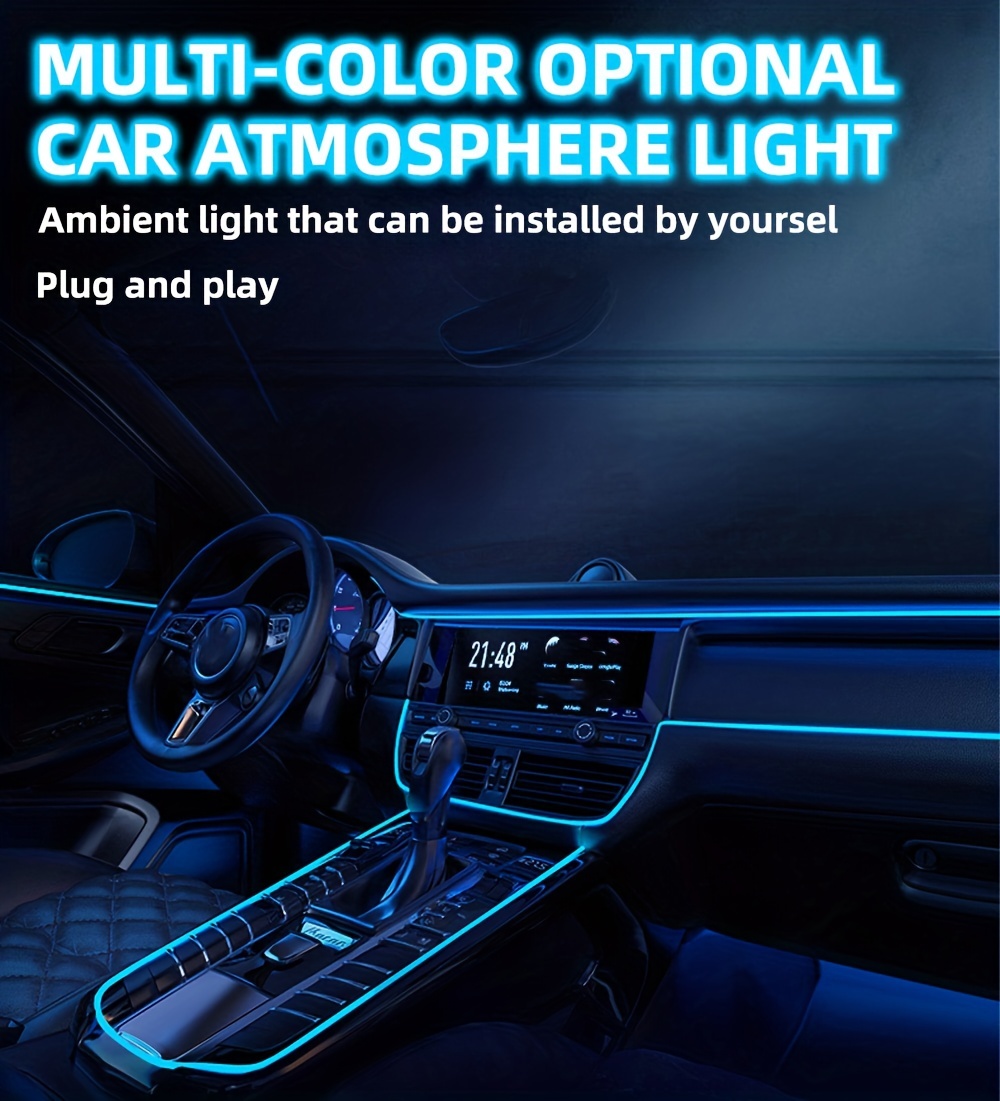 luz led para interior de coche, lámpara de Ambiente, luz fría con USB, 5m