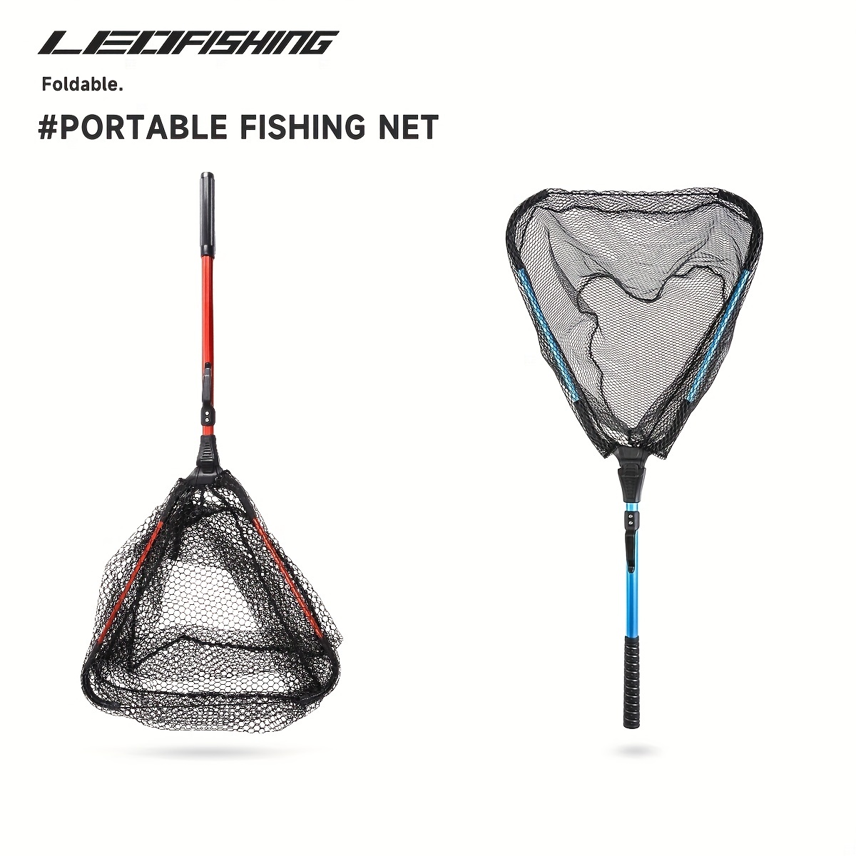 * Floating Fishing Net With Fixed/Telescopic Pole, Portable Lightweight  Orange Fishing Net For Freshwater, With Built In Length Scale