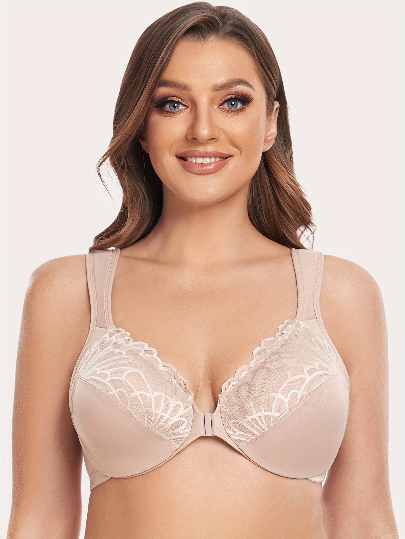 Everyday Bras for Women Plus Size Lace-Trim Bra Full-Coverage Push