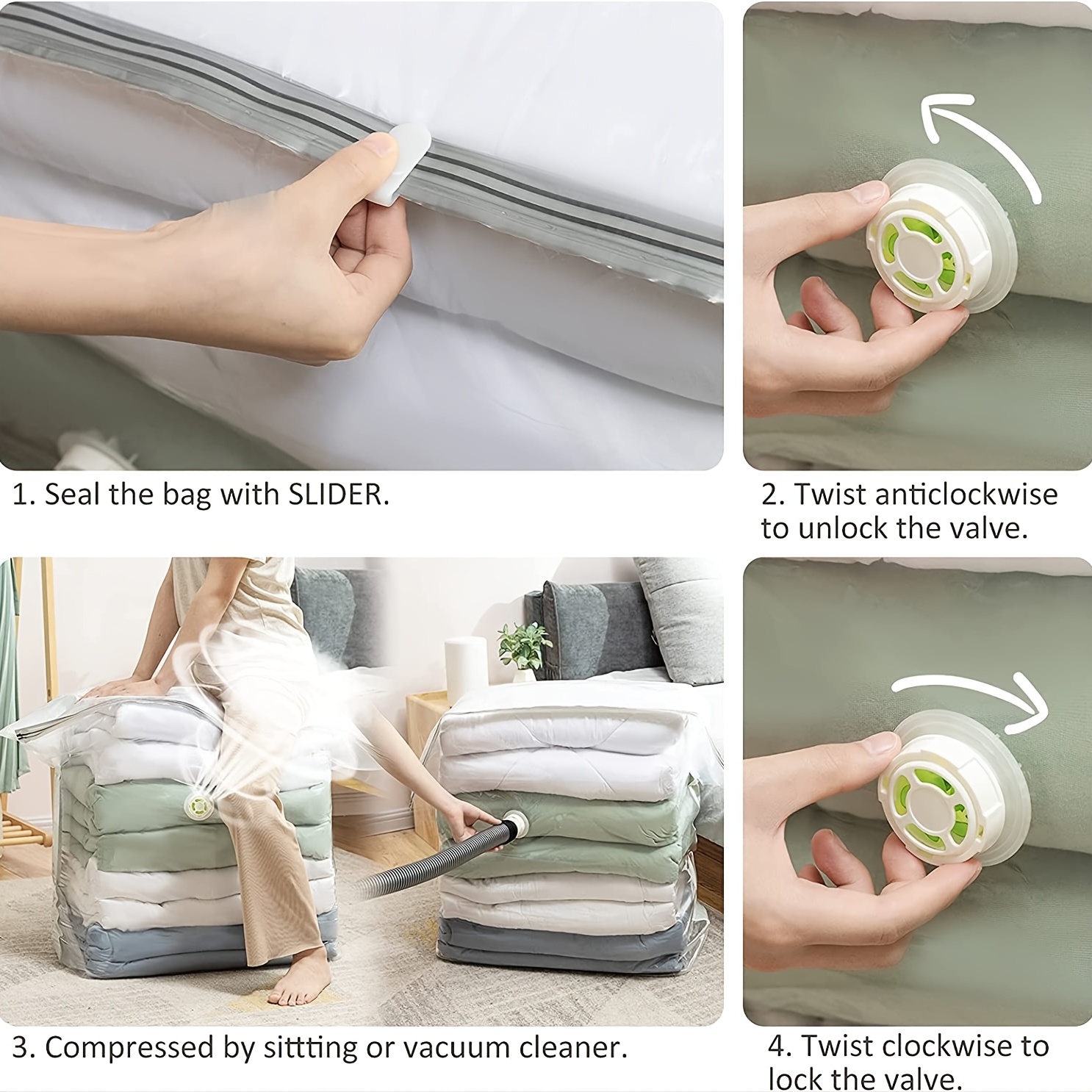 3d Vacuum Storage Bags Space Saving Closet Organizer Empty 80% Space Extra  Large Vacuum Sealing Bags For Quilt Blanket Bedding Clothes Quilt Can Be  Used To Store Adult And Kids Bed Sheets