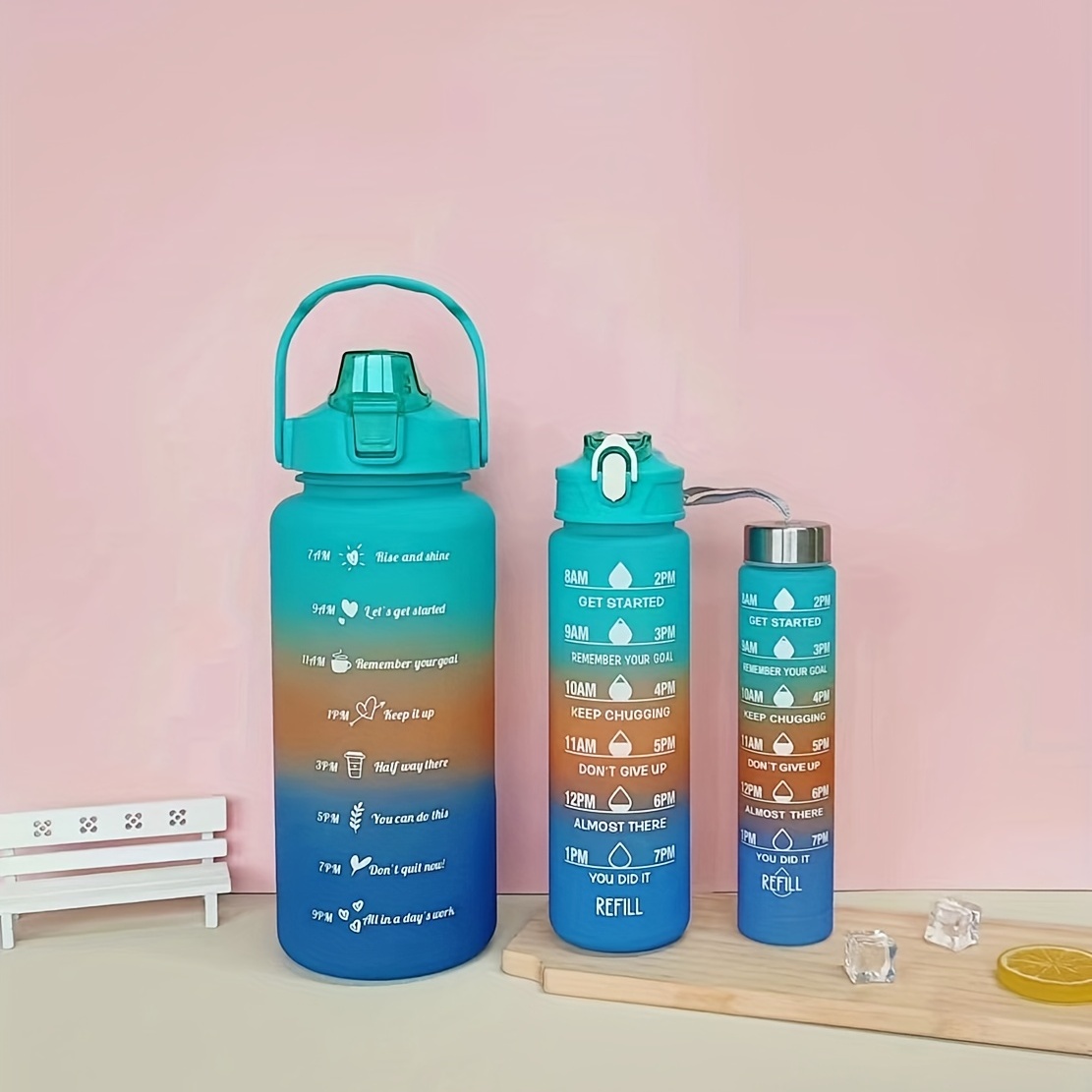 Gradient Water Bottle Set Portable Leakproof Bpa Free - Temu