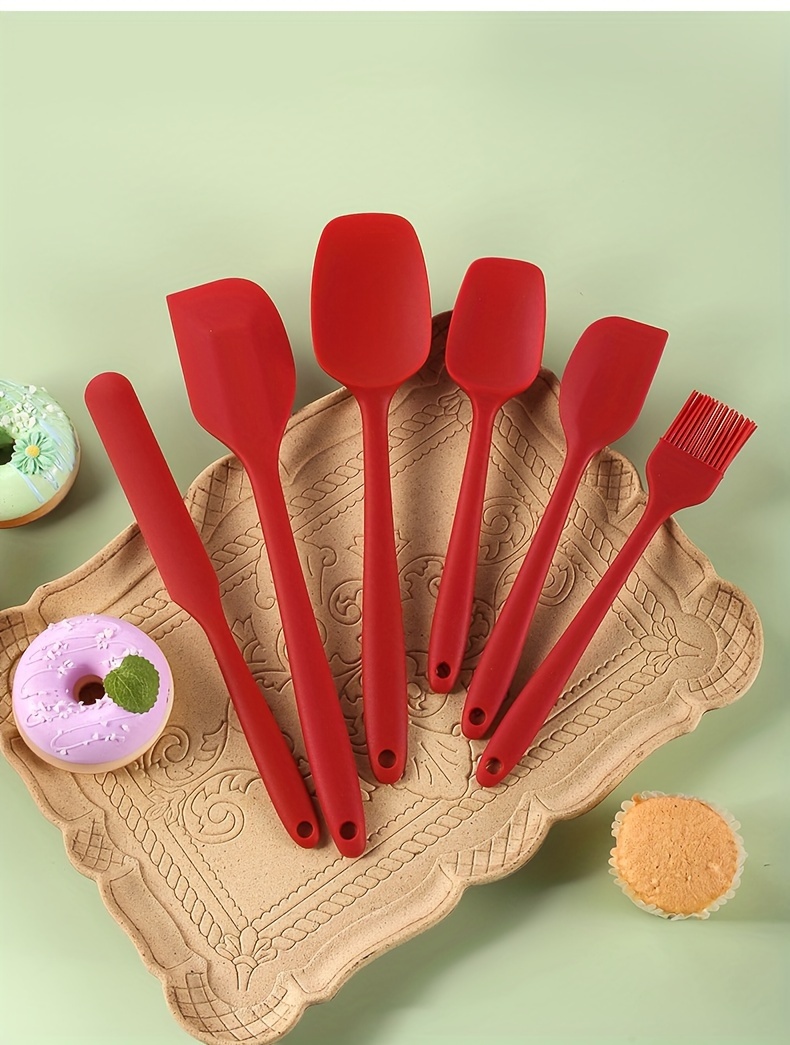 5 6pcs silicone spatula set food grade cake cream scrapers and oil brush baking tools kitchen gadgets kitchen accessories details 0