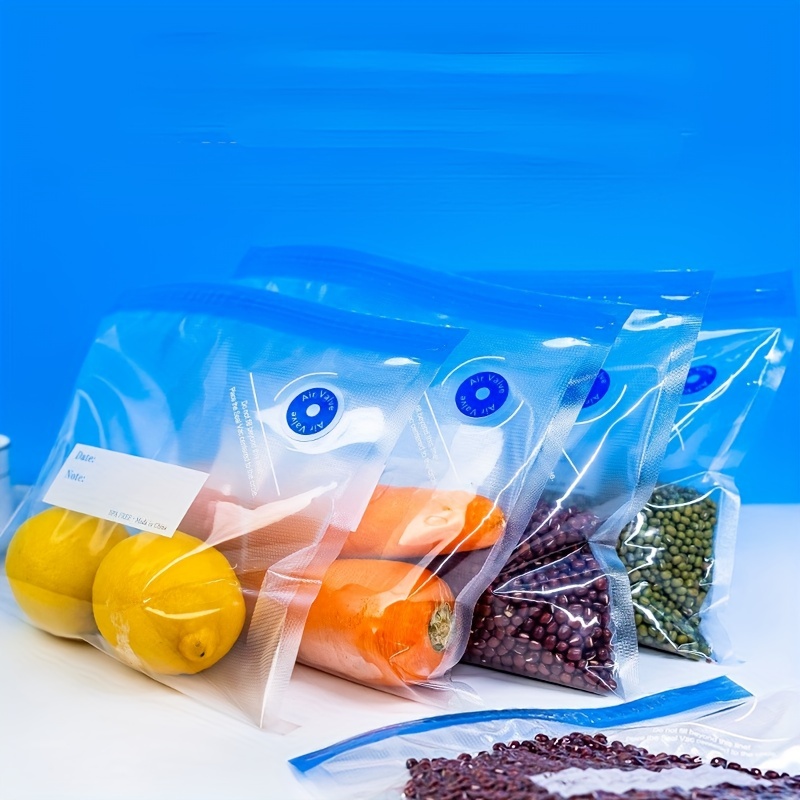 Vacuum Zipper Bags,Reusable Vacuum Food Sealer Bags Household Vacuum Food  Sealer Ziplock Bag With Hand Pump Sealing Clips