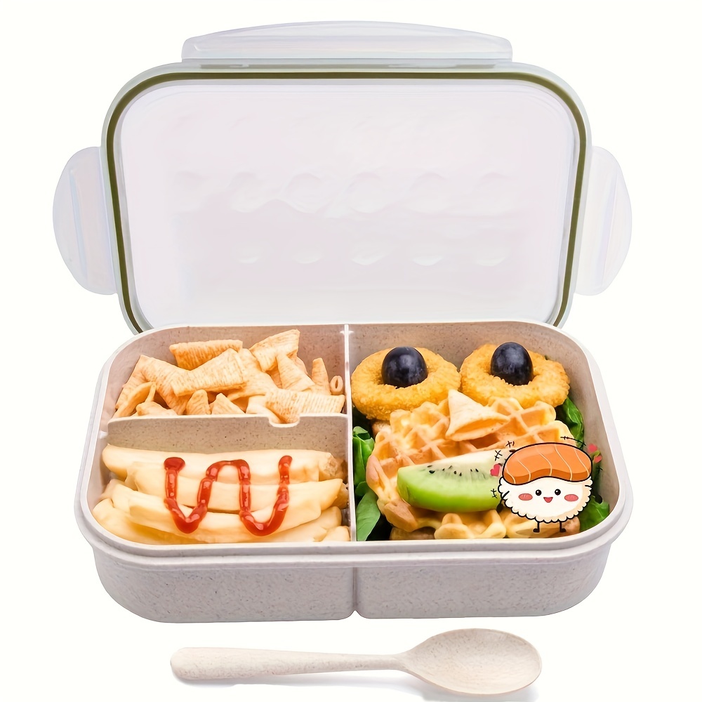 Bento Box, Students And Adult Lunch Box, Lunch Containers For Adults And  Children, Bento Lunch Box For Kids With Compartments, Sauce Container,  Chopsticks And Spork, Gray - Temu