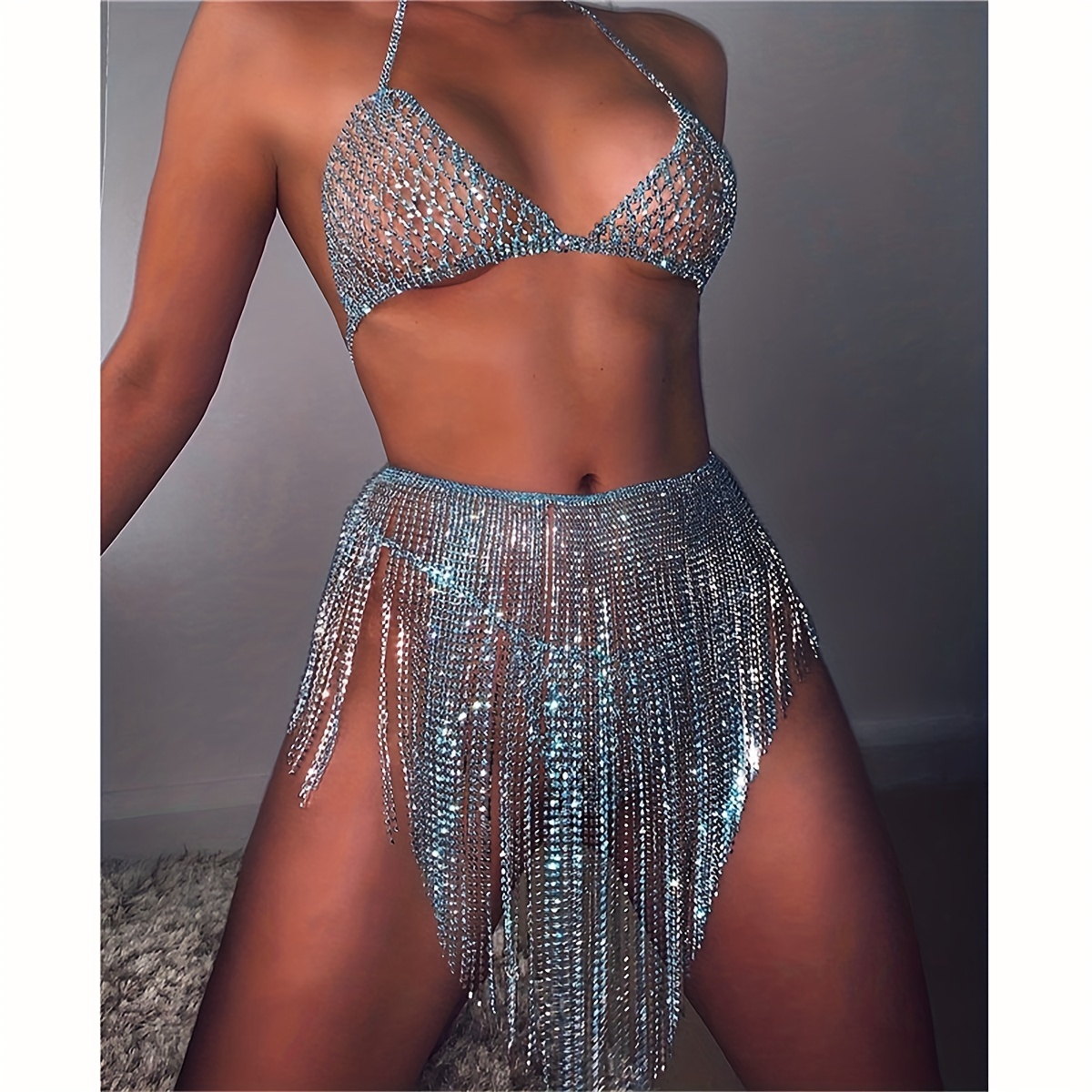 Body Chain Jewelry, Chainmail Bralette, Skinny Necklace, Festive Bra, Crop  Top, Sexy Skirt Lingerie Set, Holiday Jewellery -  Canada