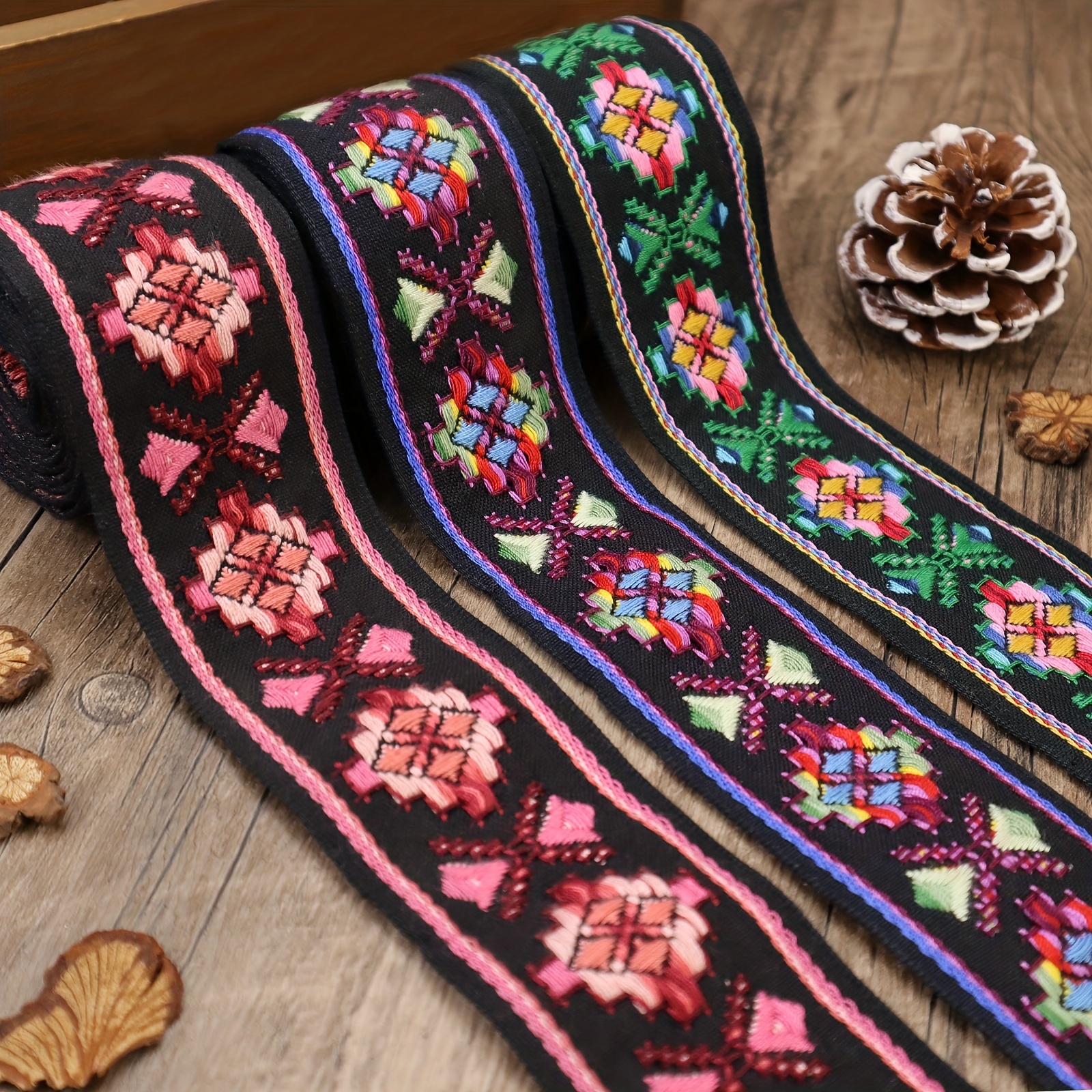 ZNZAKKA 10 Yards Vintage Jacquard Ribbon Narrow Jacquard Trim Embroidery  Ribbon for Sewing