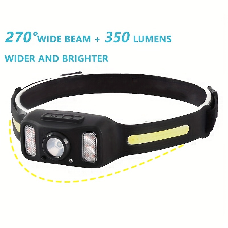 Linterna frontal recargable 3 unidades, 5 modos LED COB lámpara de cabeza  con sensor de movimiento para adultos, IPX 4 230° de haz ancho linterna  para