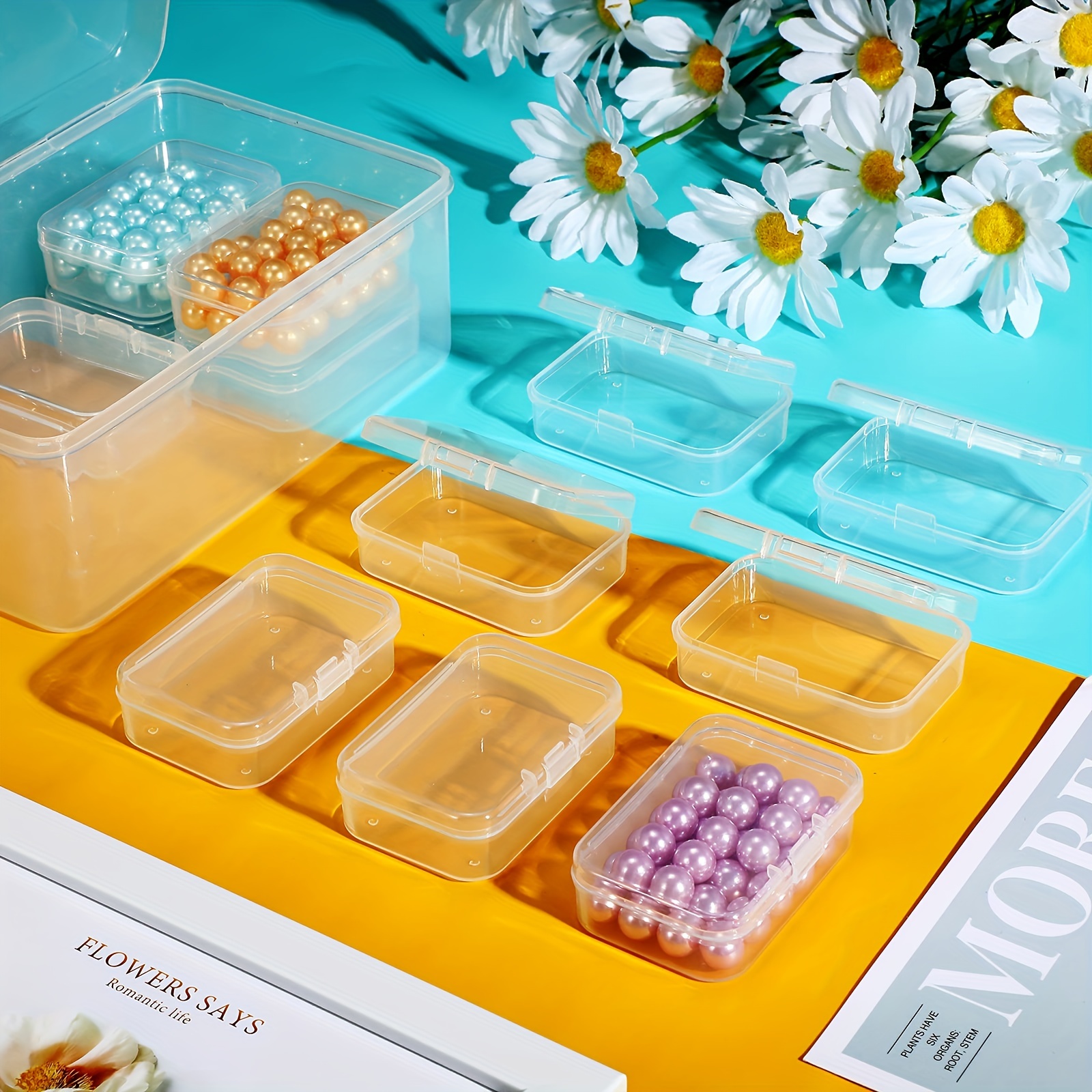 24pcs Mixed Size Rectangular Empty Mini Plastic Storage Containers With  Lid, 8 (1.6x1.6In), 8 (2.6x2In), 4 (3.3x2.3n), 4 (4.3x3.2In) For Organizing  Sm