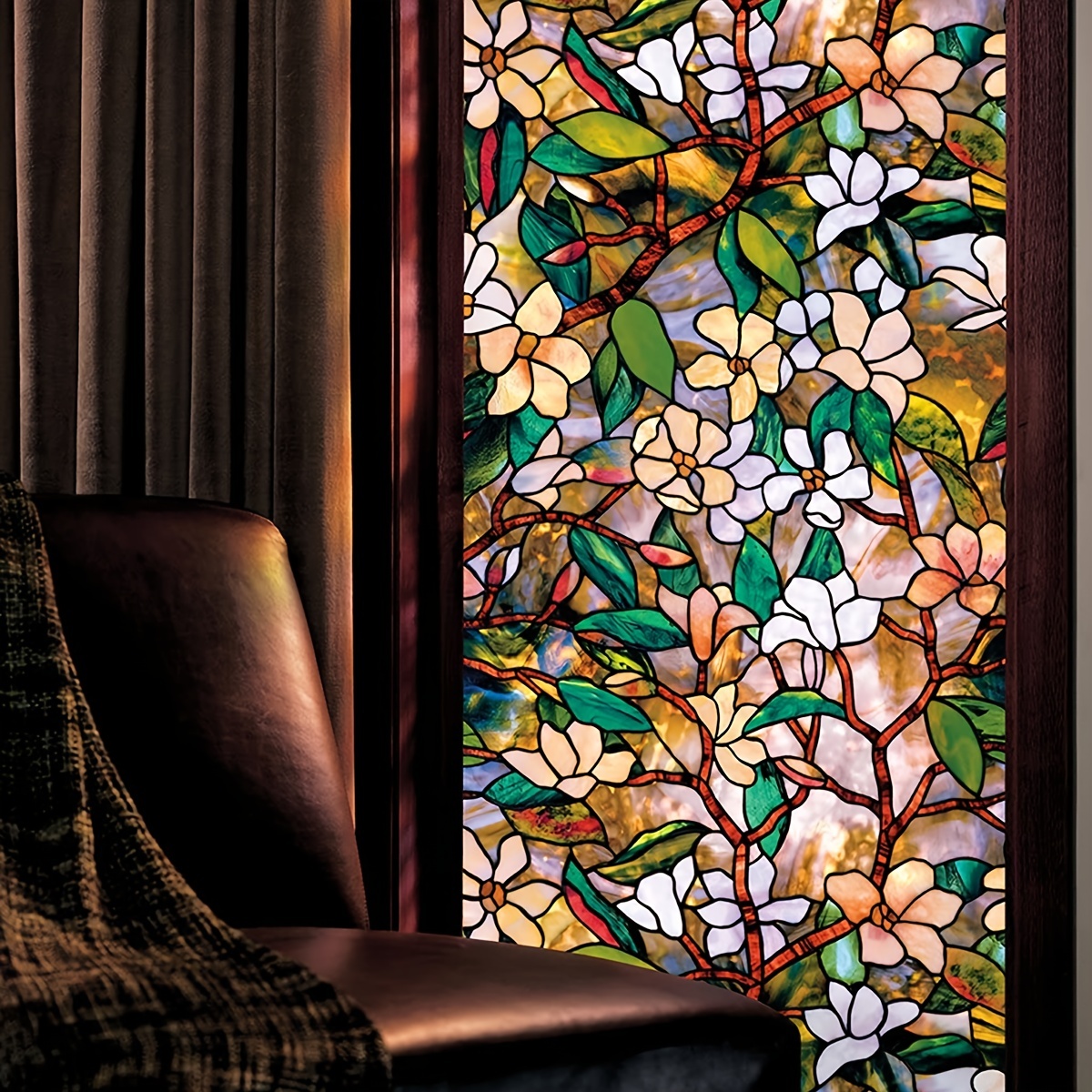 BuyDecorativeFilm 36 in. x 7.4 ft. 3ABST 3Abstract Stained Glass Window Film  3ABST-X-3PT - The Home Depot