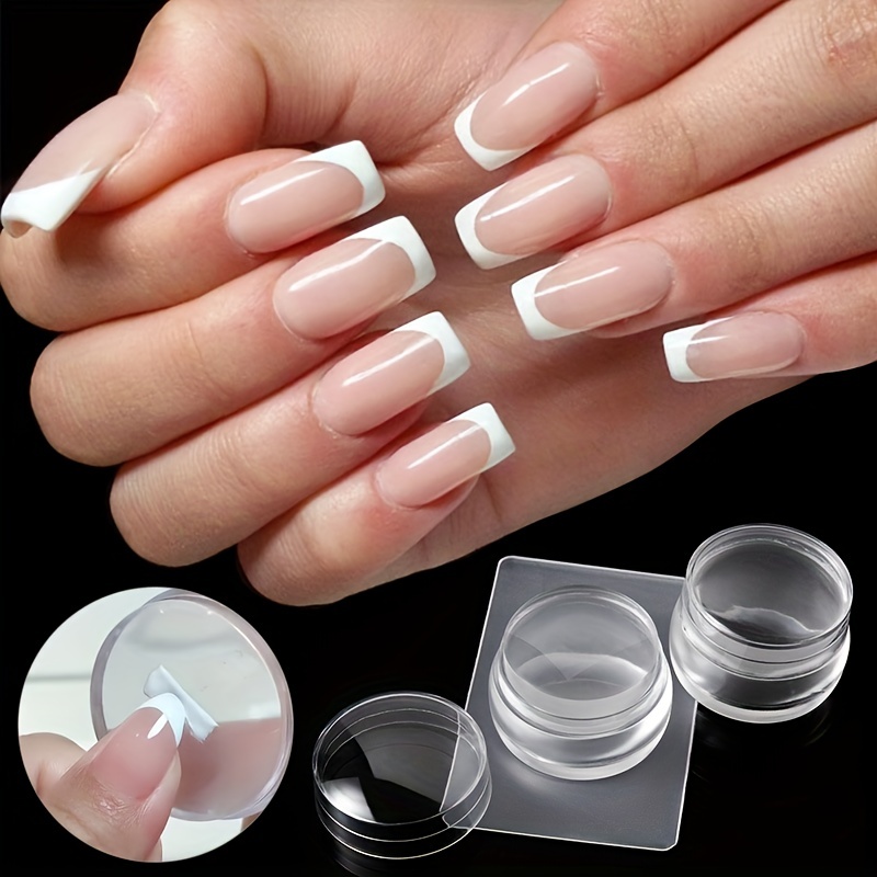 2 Pcs Clear Nail Stampers And Nail Scrapers, Nail Art Stamper Scraper Kits  For DIY Nails Make Up Beauty Tools