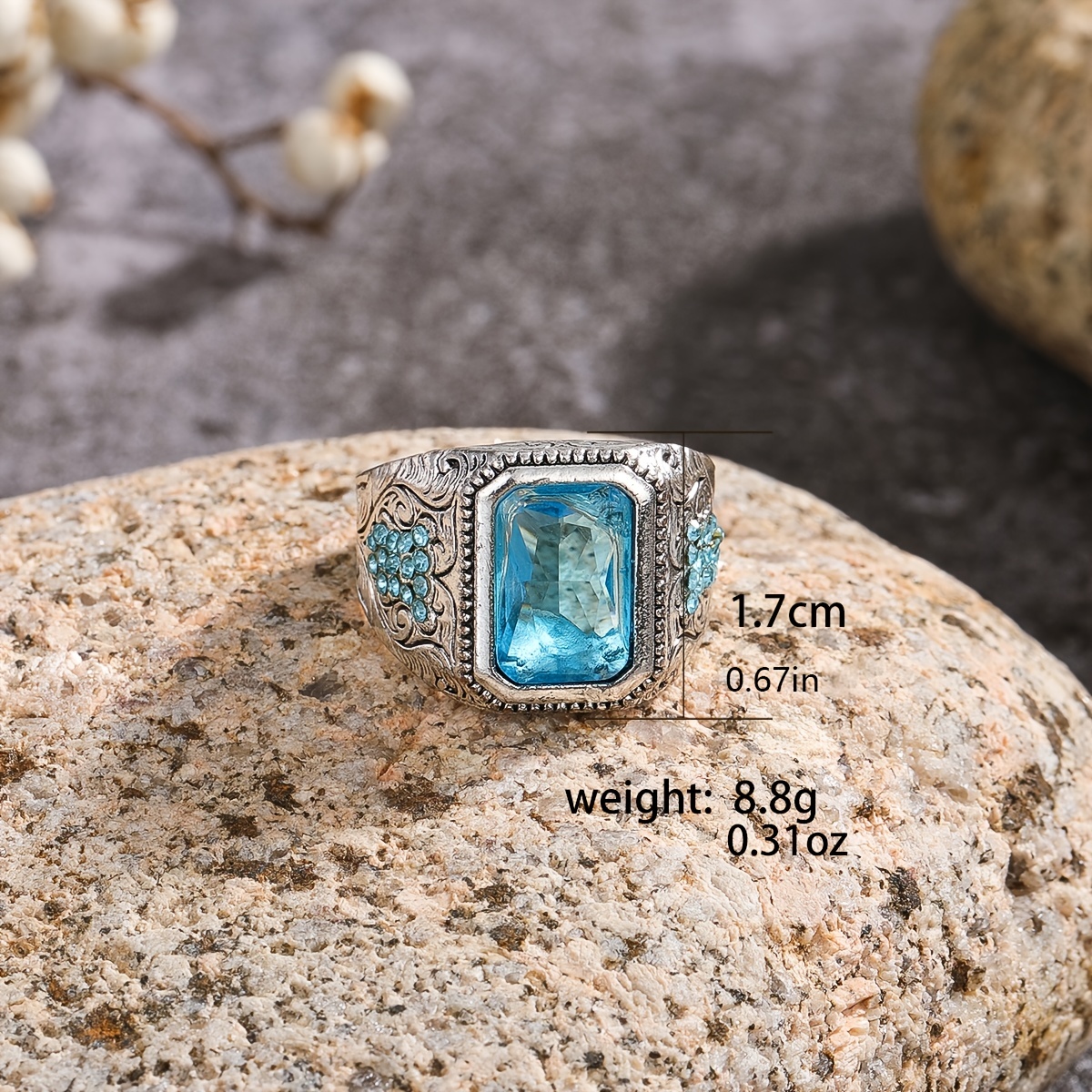 Men's Vintage Turquoise Stone Stainless Steel Ring