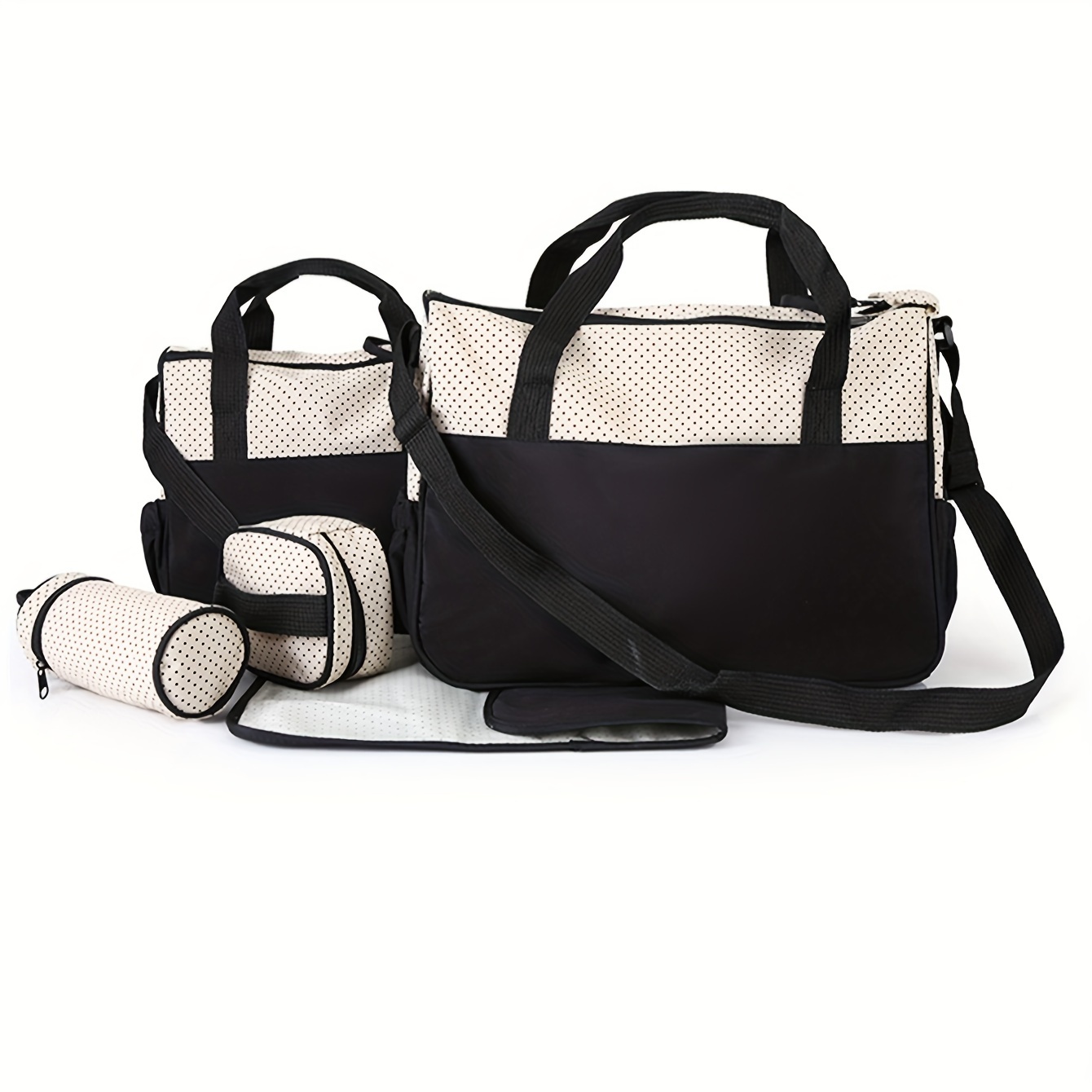 5pcs Polka Dot Mommy Bag Set, Stylish & Spacious