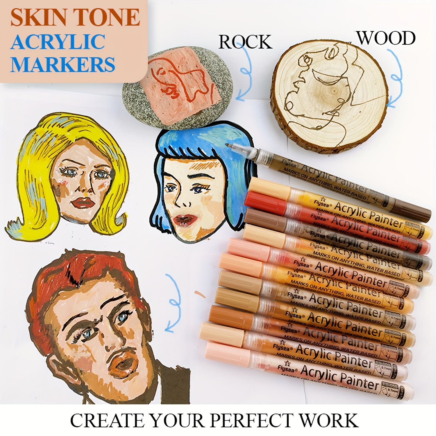 PINTAR Skin Tone Markers/Pens Medium Tip for Rock Painting, Wood, Glass -  Pack of 20, 5.0 mm, 1 - Harris Teeter