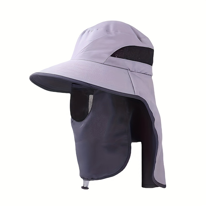Sunscreen Bucket Hat With Neck Flap Detachable Mask Unisex Solid Color UV  Protection Sun Hat Outdoor Hiking Fishing Boonie Hats For Women & Men