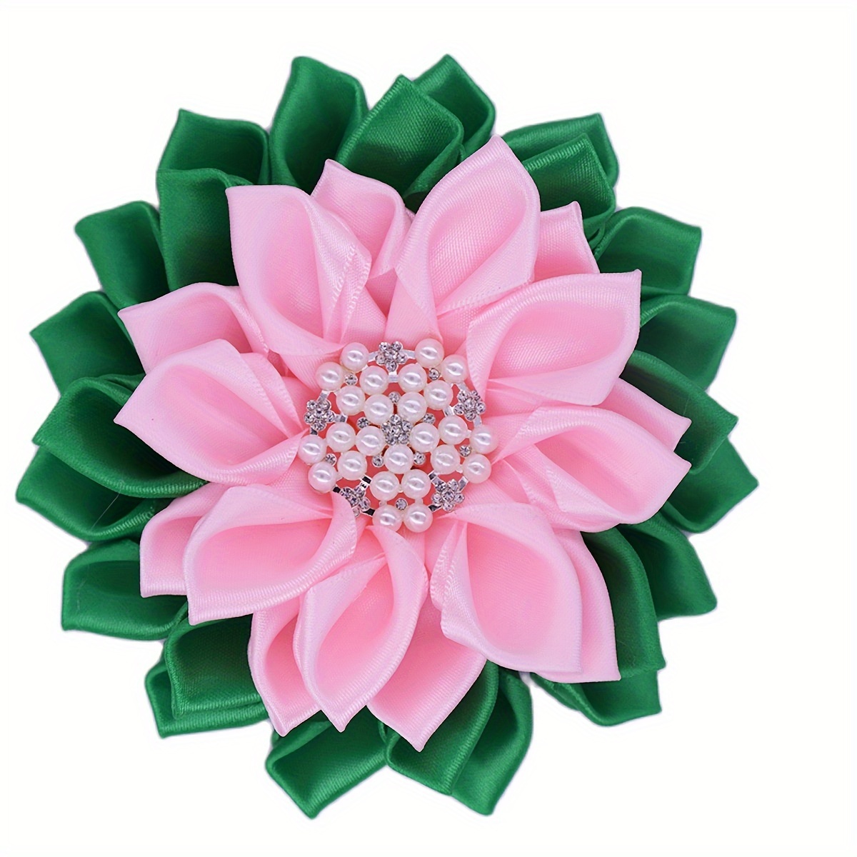 

Cute Rhodium Plated Alloy Brooch Pin With Pink Silk Flower, & Imitation Pearl Mosaic, Perfect For Sorority Gifts, Parties & Campus Events - Versatile Accessory For All Seasons