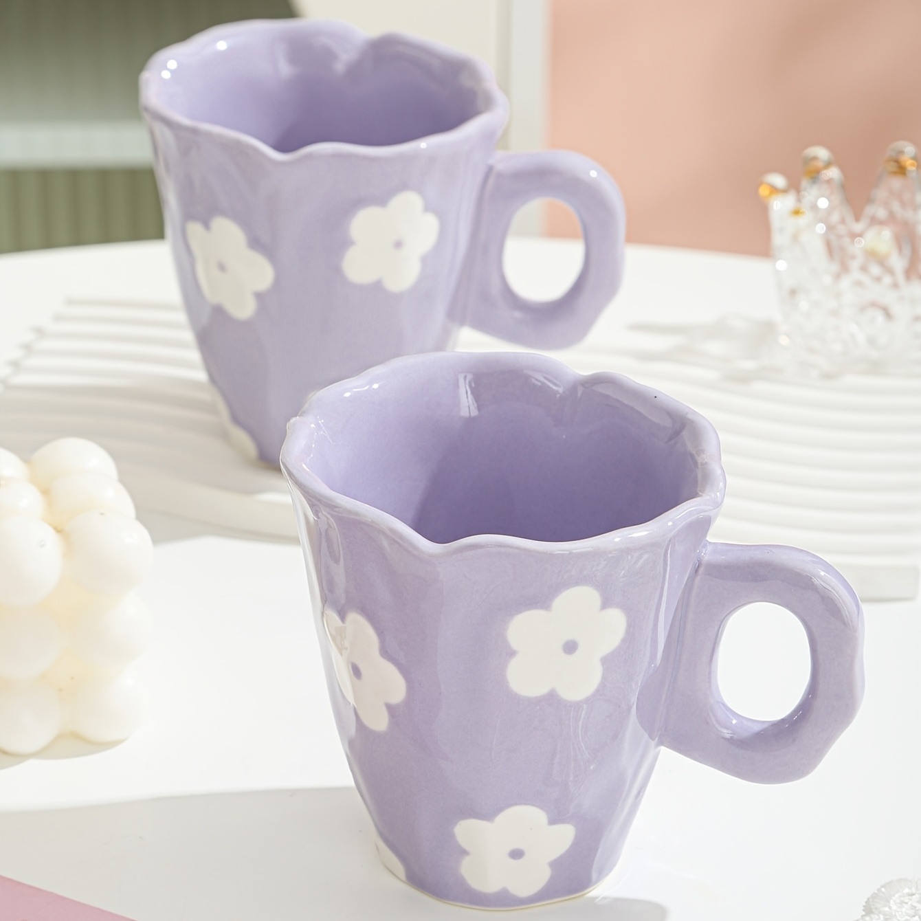 Elegant Purple Ceramic Cups, Unique Coffee Cup and Saucer in Gift Box –  Paintingforhome