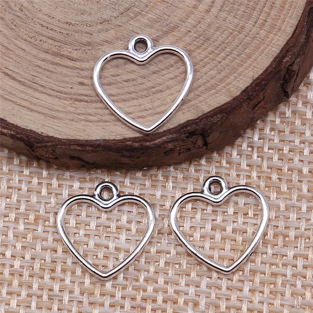 20pcs Hollow Heart-Shaped Charms 14x13mm Alloy Pendants for Making,  Bracelets Necklaces Charms, Jewelry Making