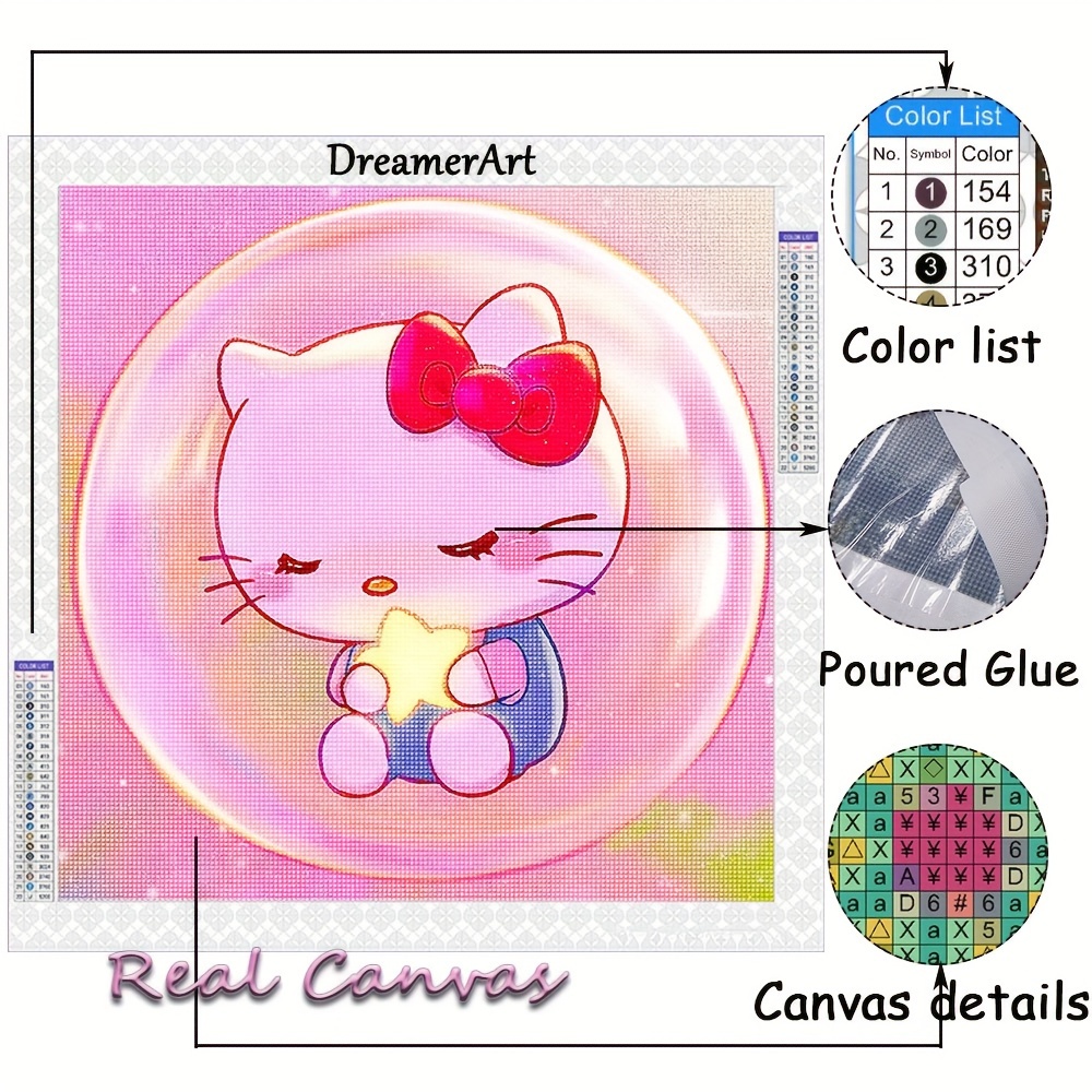 Diamond Painting Kit Hello Kitty Full Diamond Mosaic - Temu