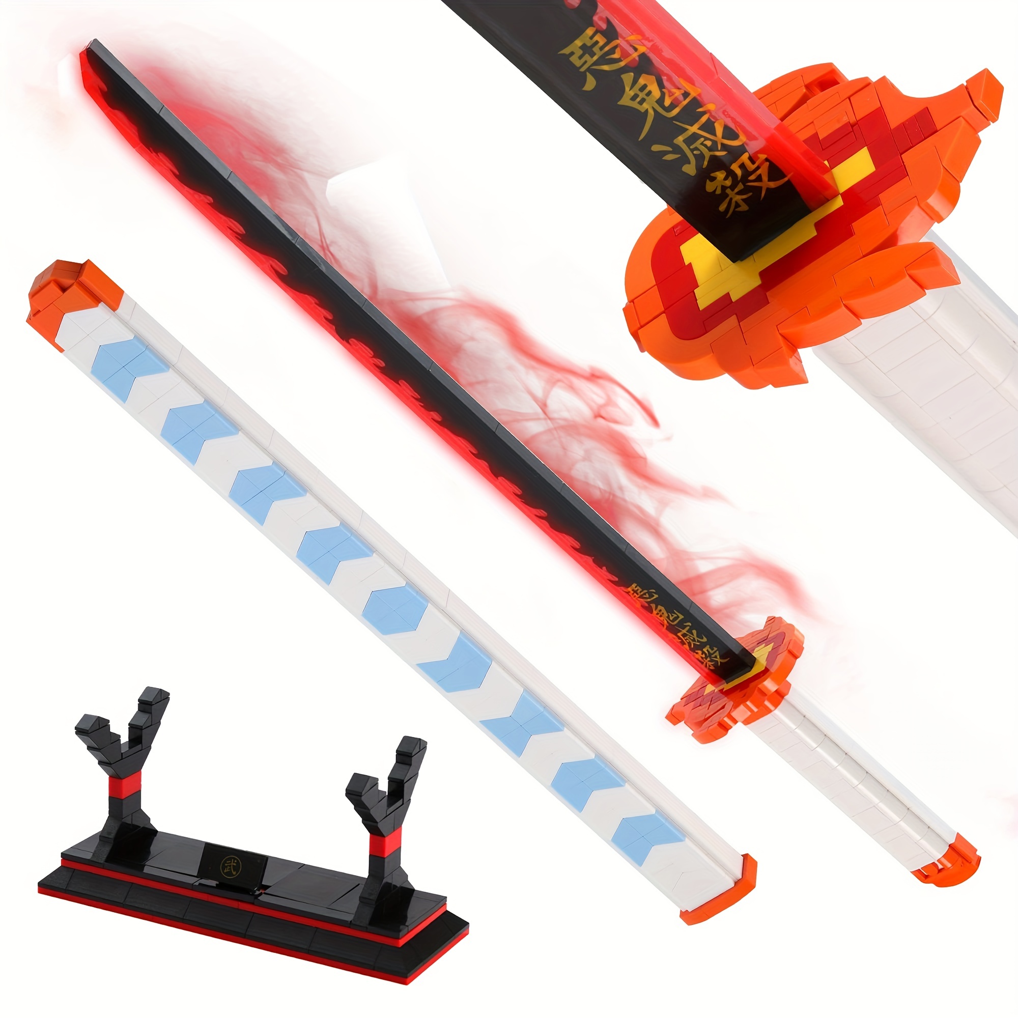 Demon Slayer Swords Building Set, 39in Zenitsu Sword Building Block with  Scabbard and Stand, Katana Demon Slayer Gift for Boy, 956 Pcs