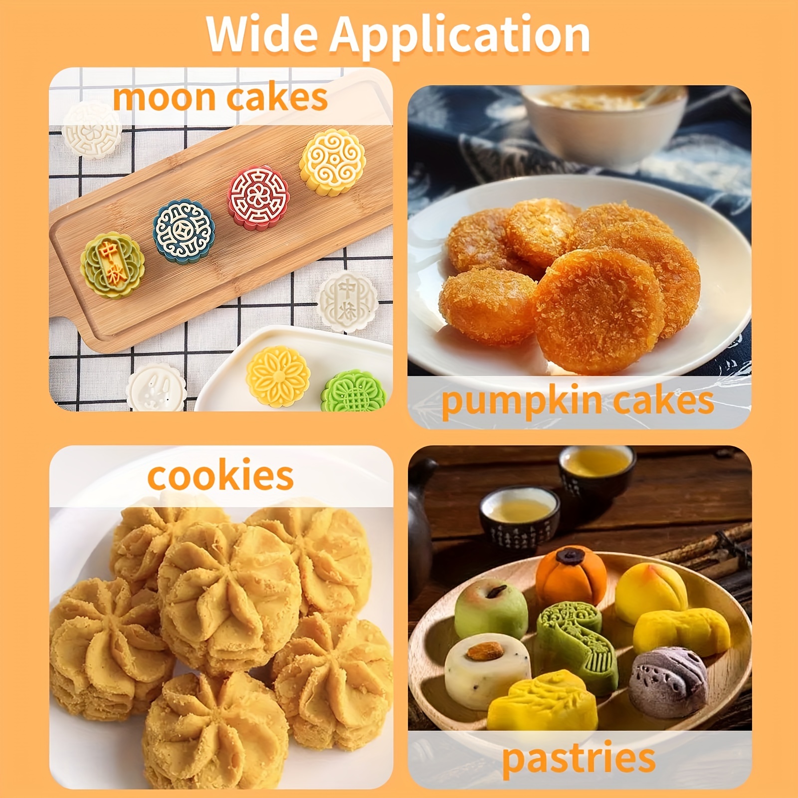 Mid-Autumn Festival Cookie Cutters Chinese Style Biscuit-Fondant Dessert  Hand Press Dessert Mold Mooncake Press Molds mooncake Press molds