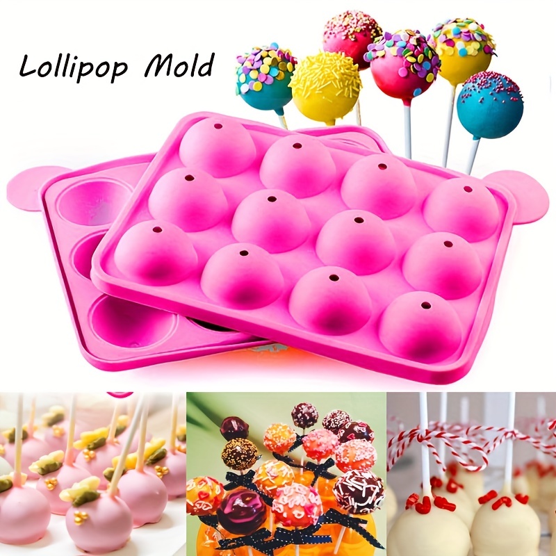 

1pc, 12-hole Silicone Lollipop Mold For Cake Pops, Hard Candy, Chocolate, And Cookies - Perfect For Parties And Baking Supplies