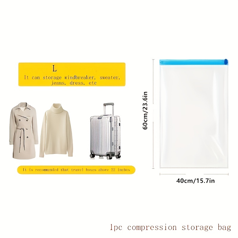 1pc Clothes Compression Storage Bags Hand Rolling Clothing Plastic Vacuum  Packing Sacks Travel Space Saver Bags for Luggage