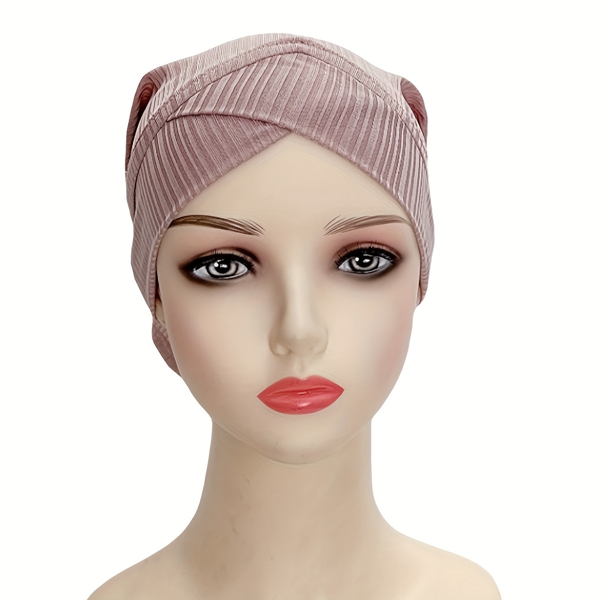 Ribbed Turban Solid Color Muslim Women Underscarf Cap Tube Ladies Bonnet  Inner Hijab Caps Scarf Elastic Headwrap