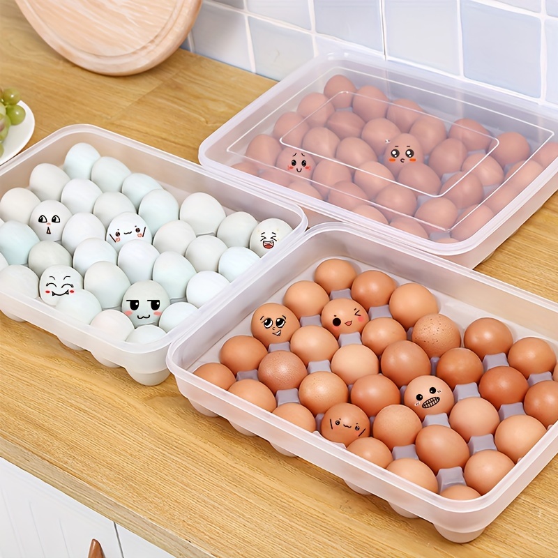 iDesign Huevera de plástico para 18 huevos, caja de huevos apilable de  plástico sin BPA, huevera