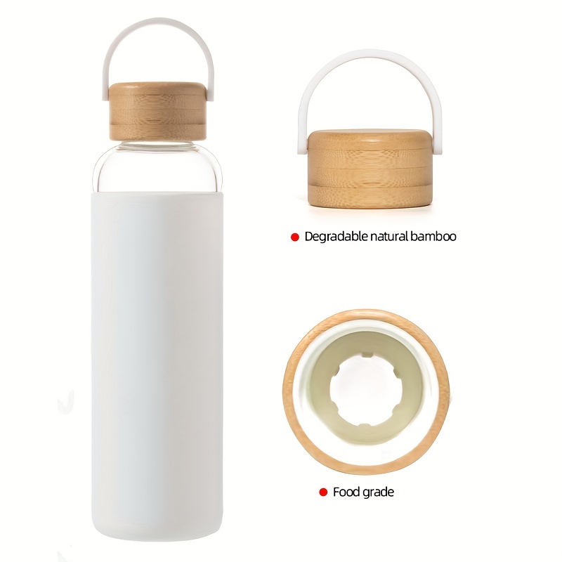 550ml Glass Water Bottles with Bamboo Lid BPA-Free Non-Slip