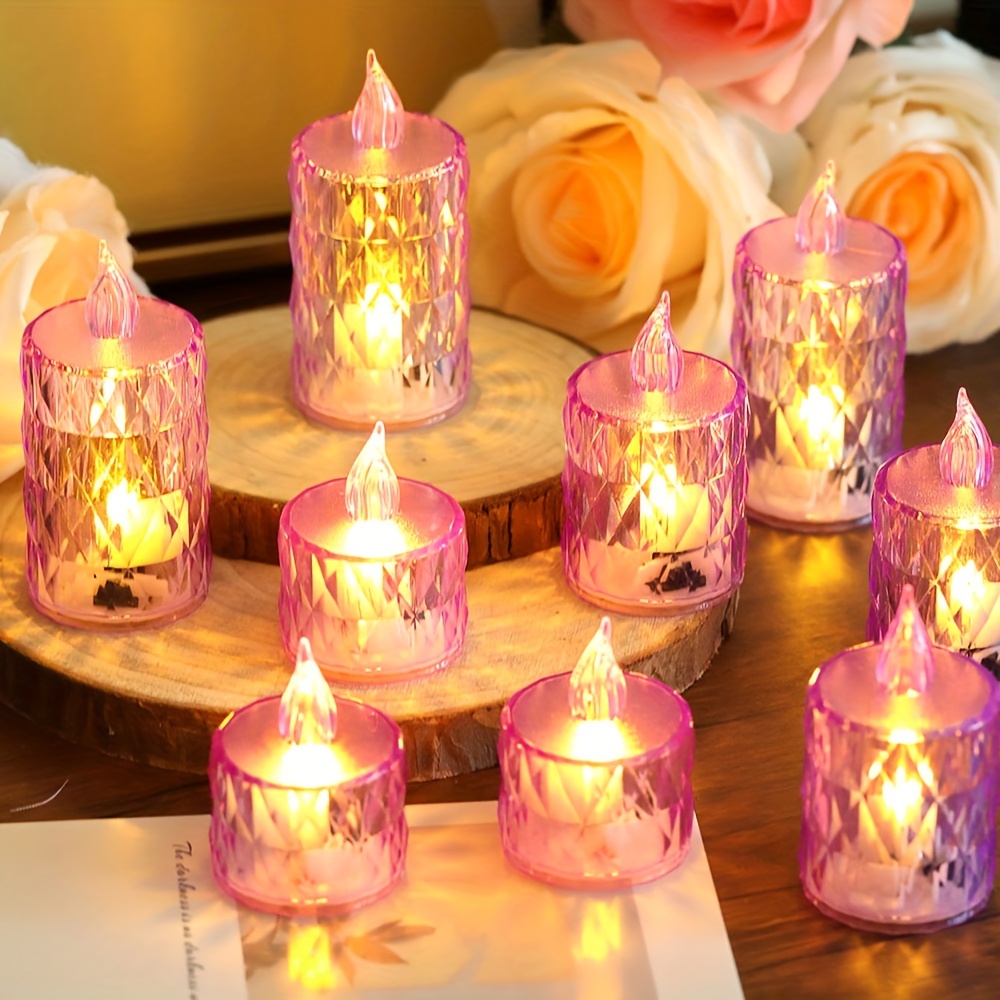 LED Glitter Round Heart Candles Colorful Flameless Tealights Tea Candle  Romantic Atmosphere Lights Decoration For Wedding Party - AliExpress