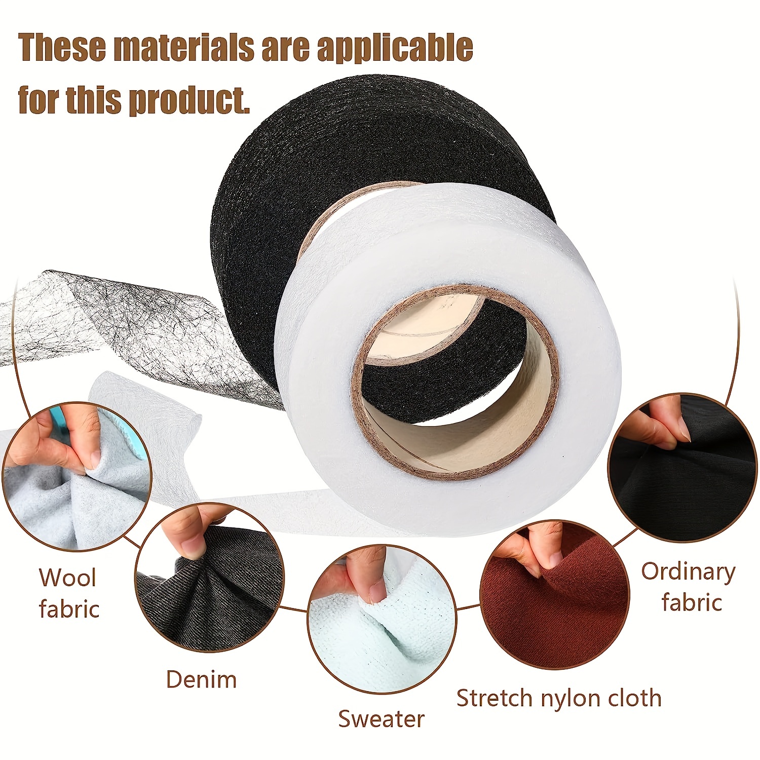 2 rollos de cinta de dobladillo para planchar, cinta adhesiva para  dobladillo sin coser de tela, cinta adhesiva para pantalones, vestidos,  ropa