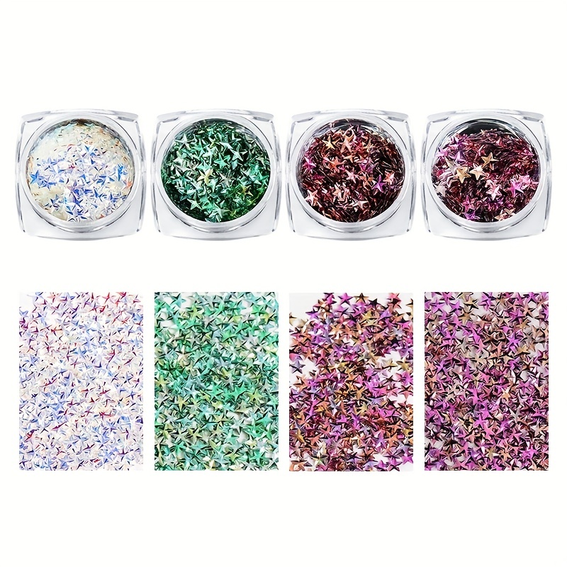 Glitter 3D Holographic Nail Art Decoration Star Sequins Flakes