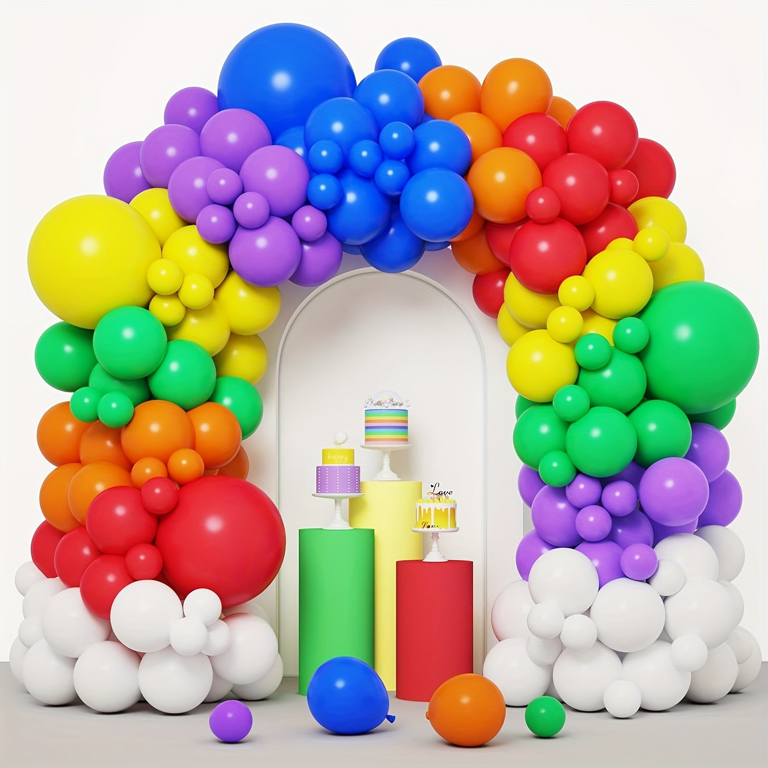 House of Party Rainbow Balloon Arch Kit -135 Pcs Colorful Pride Balloons Included for Balloon Garland, Arch, and Fiesta Decorations - Perfect for