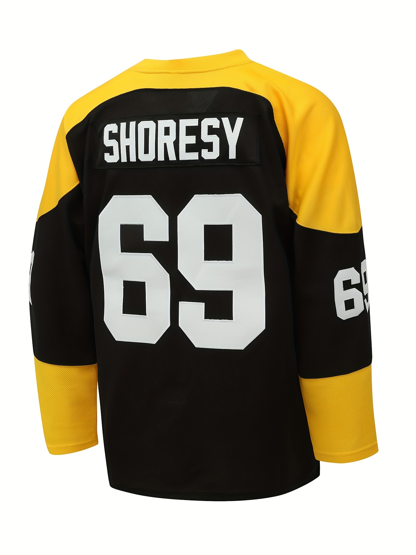 Embroidery Ice Hockey Jersey, Mens Vintage Letter V Neck Long Sleeve Hockey Shirt for Training Competition,Temu