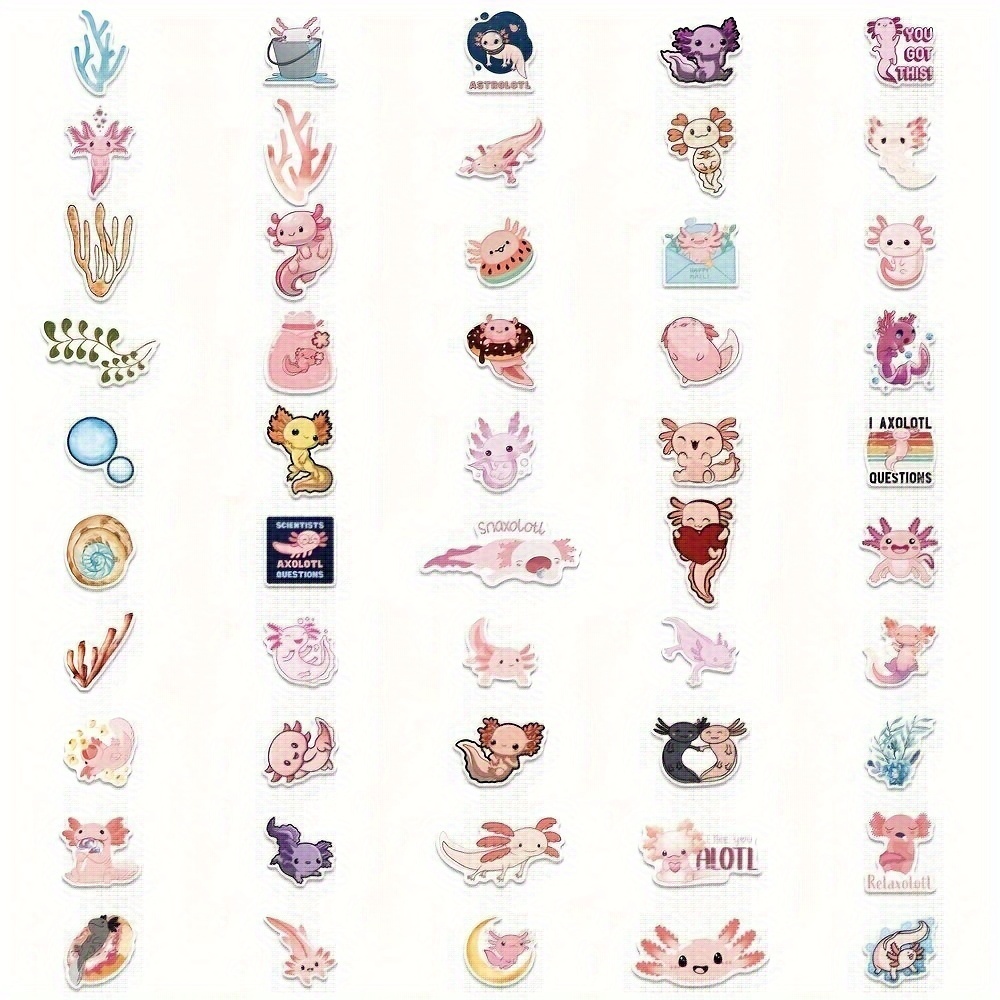 Cute Cartoon Stickers Waterproof Aesthetic Sticker Axolotl Gifts